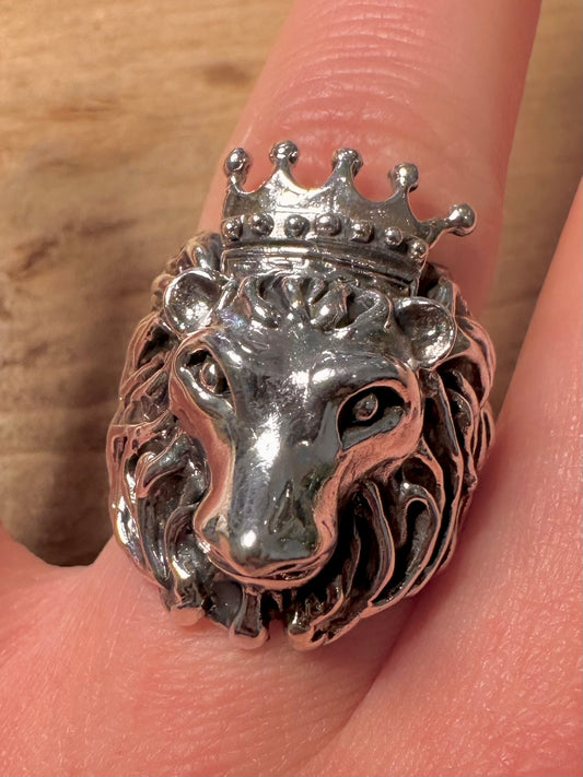 Vintage Lion King 925 Silver Size O1/2 Ring