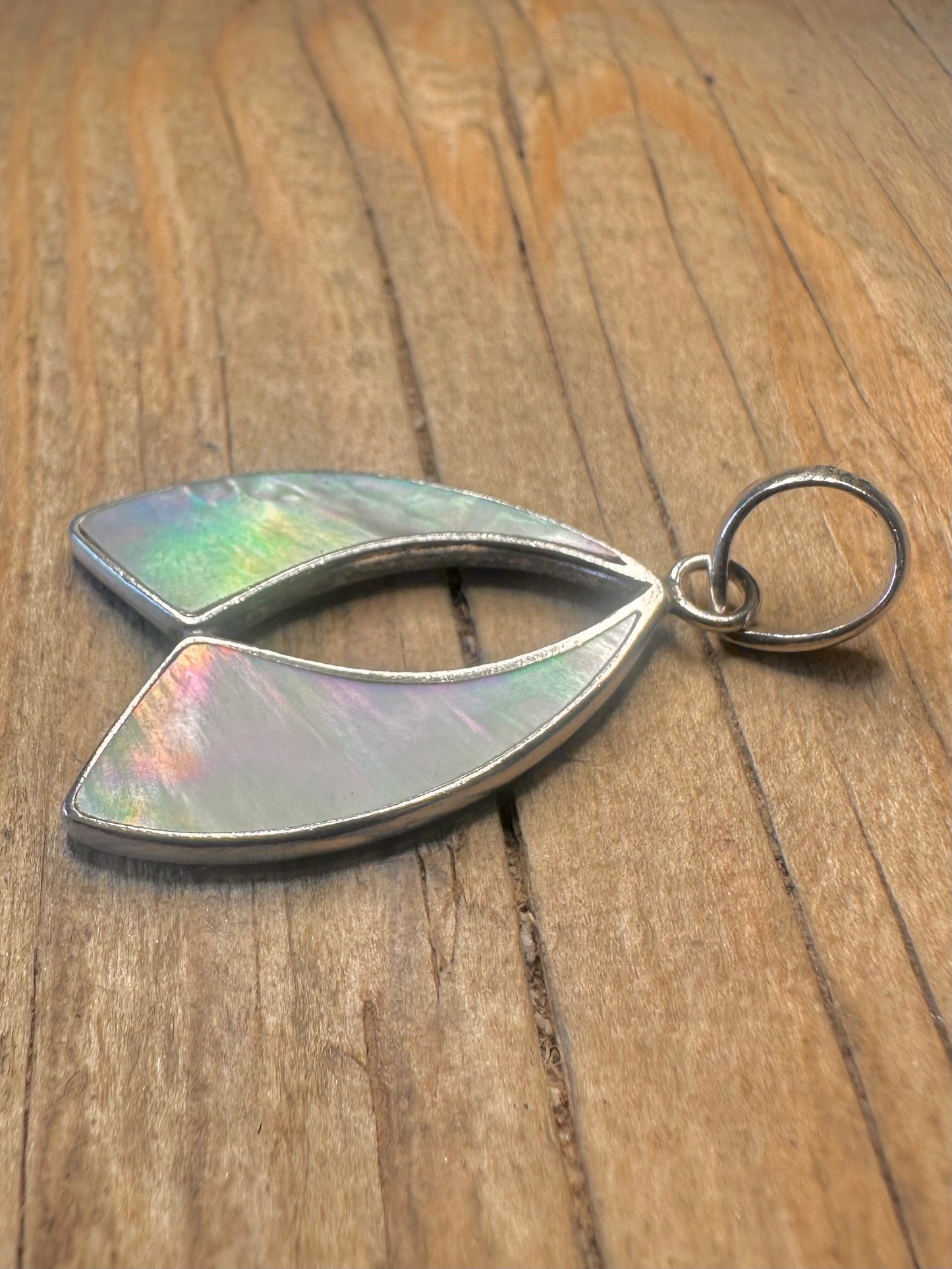 Moderner Rot-Weiß Perlmutt 925 Sterling Silber Anhänger