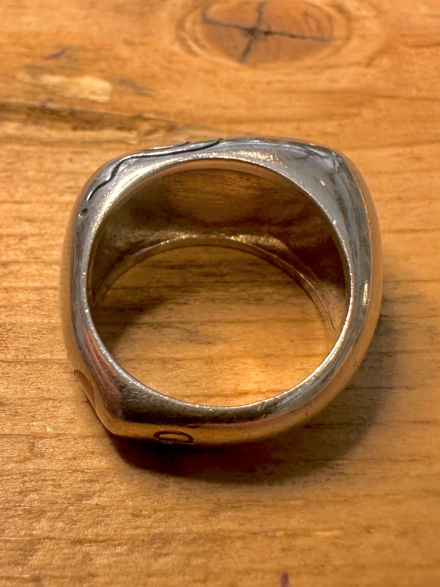 Modernist Mother of Pearl 925 Silver Size Q Ring