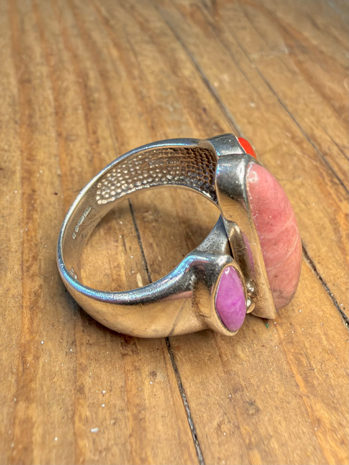 Whitney Kelly 2005 Abstract Multi Gemstone 925 Sterling Silver Size Q1/2 Ring