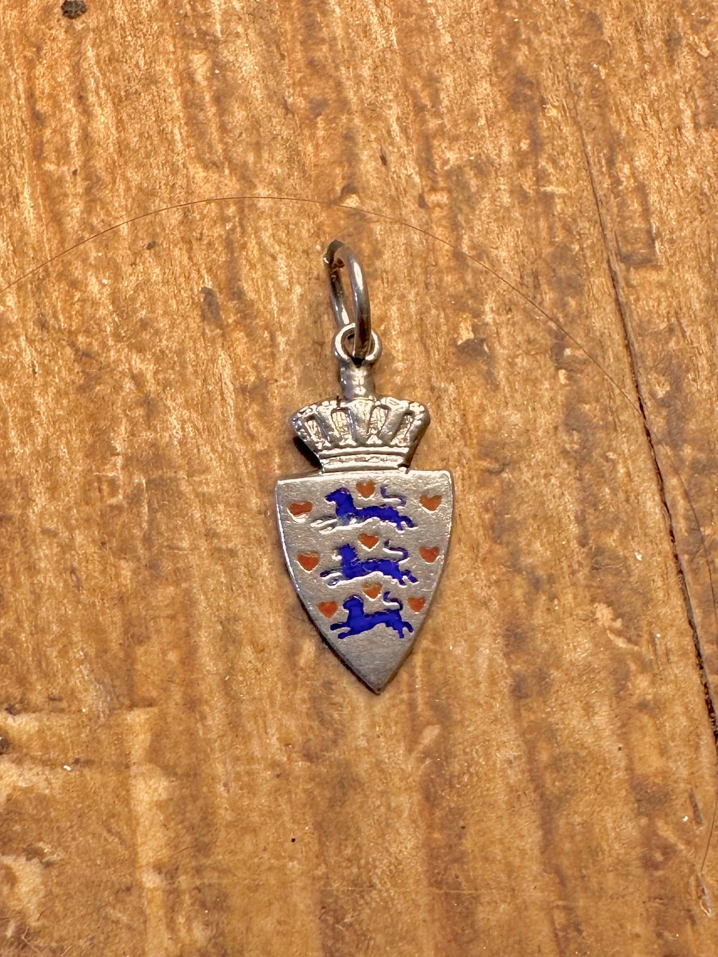 Danish Coat of Arms Shield Crest 900 Silver Charm Pendant