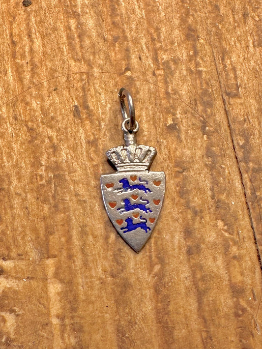 Danish Coat of Arms Shield Crest 900 Silver Charm Pendant