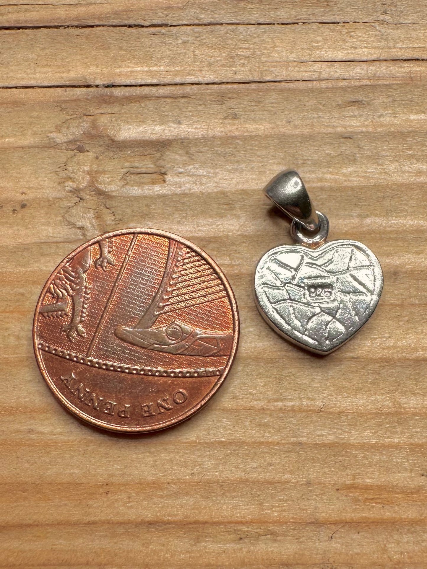 Vintage Pink Mother of Pearl Heart 925 Sterling Silver Pendant