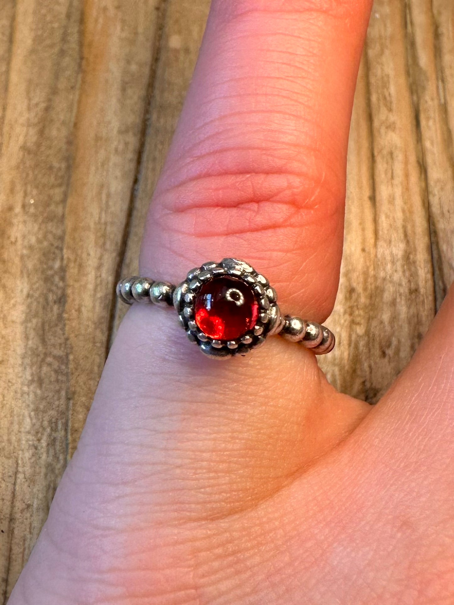 Pandora Garnet 925 Sterling Silver Size I 48 Ring