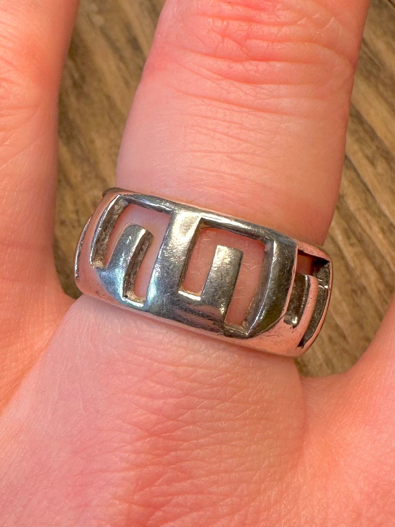 Griechische Mäander-Ring, 925er Sterlingsilber, Größe T1/2