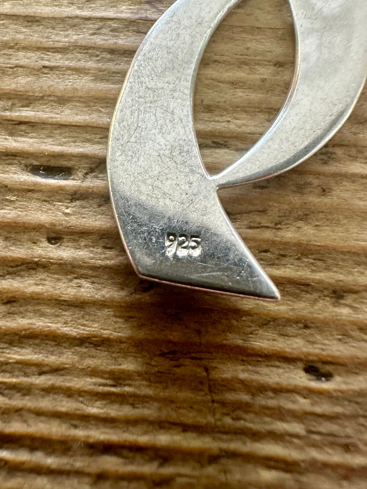 Abstract Textured and Smooth 925 Silver Pendant