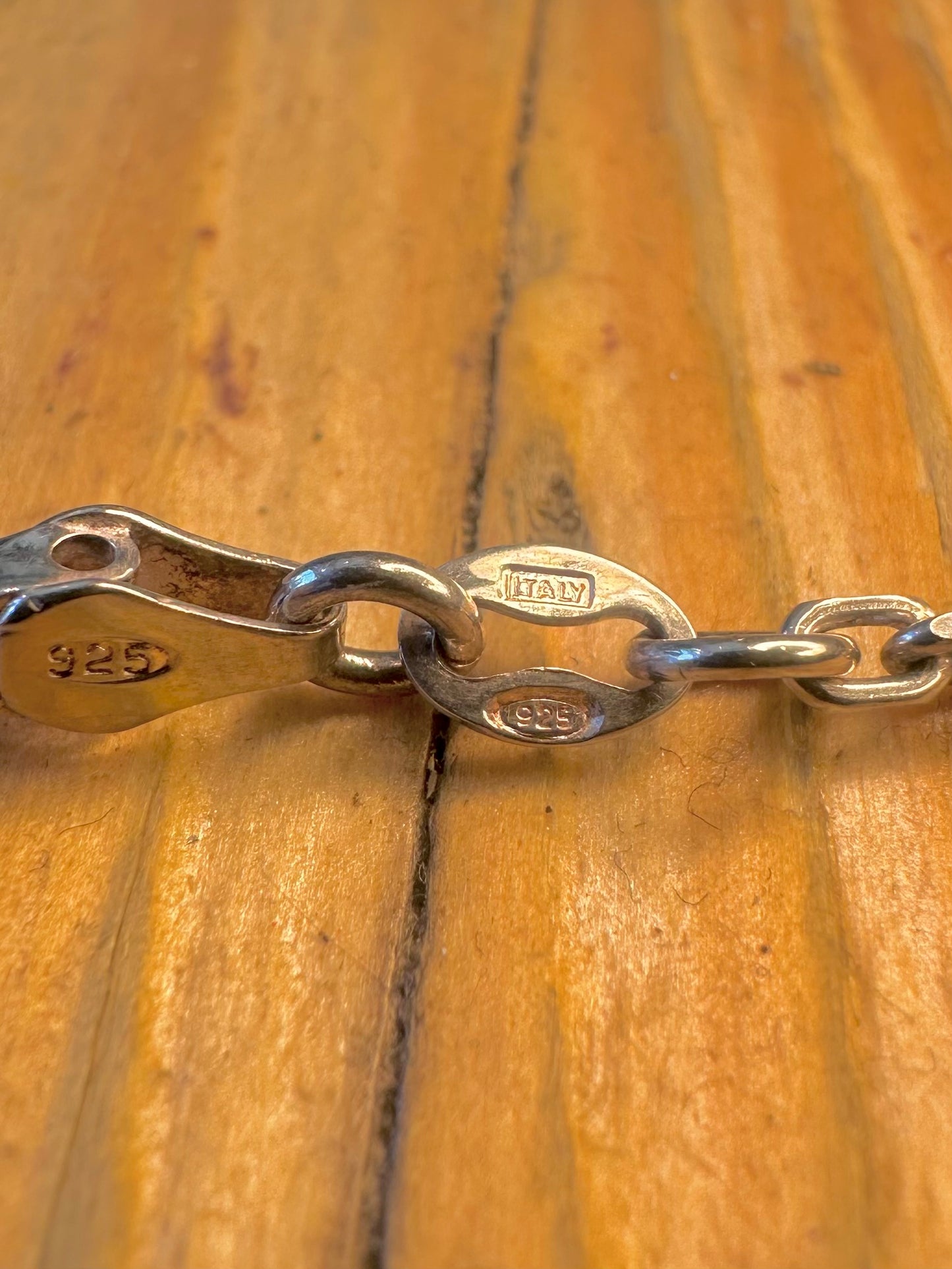 Abstract Link Italy 925 Sterling Silver 8 inch Bracelet