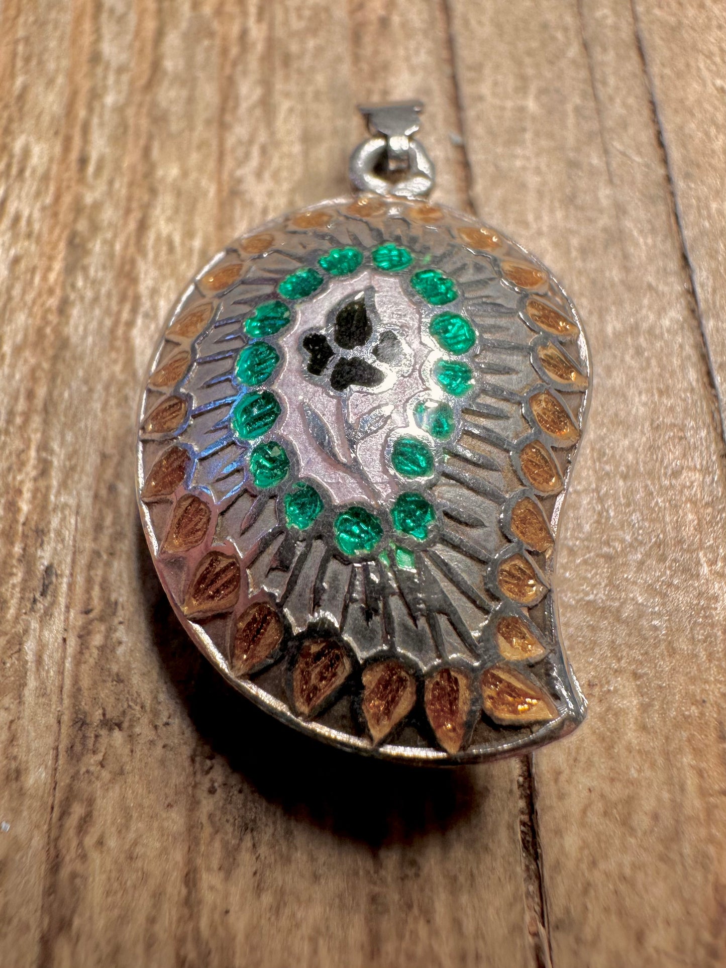 Vintage Emaille Cloisonné 925 Sterling Silber Anhänger
