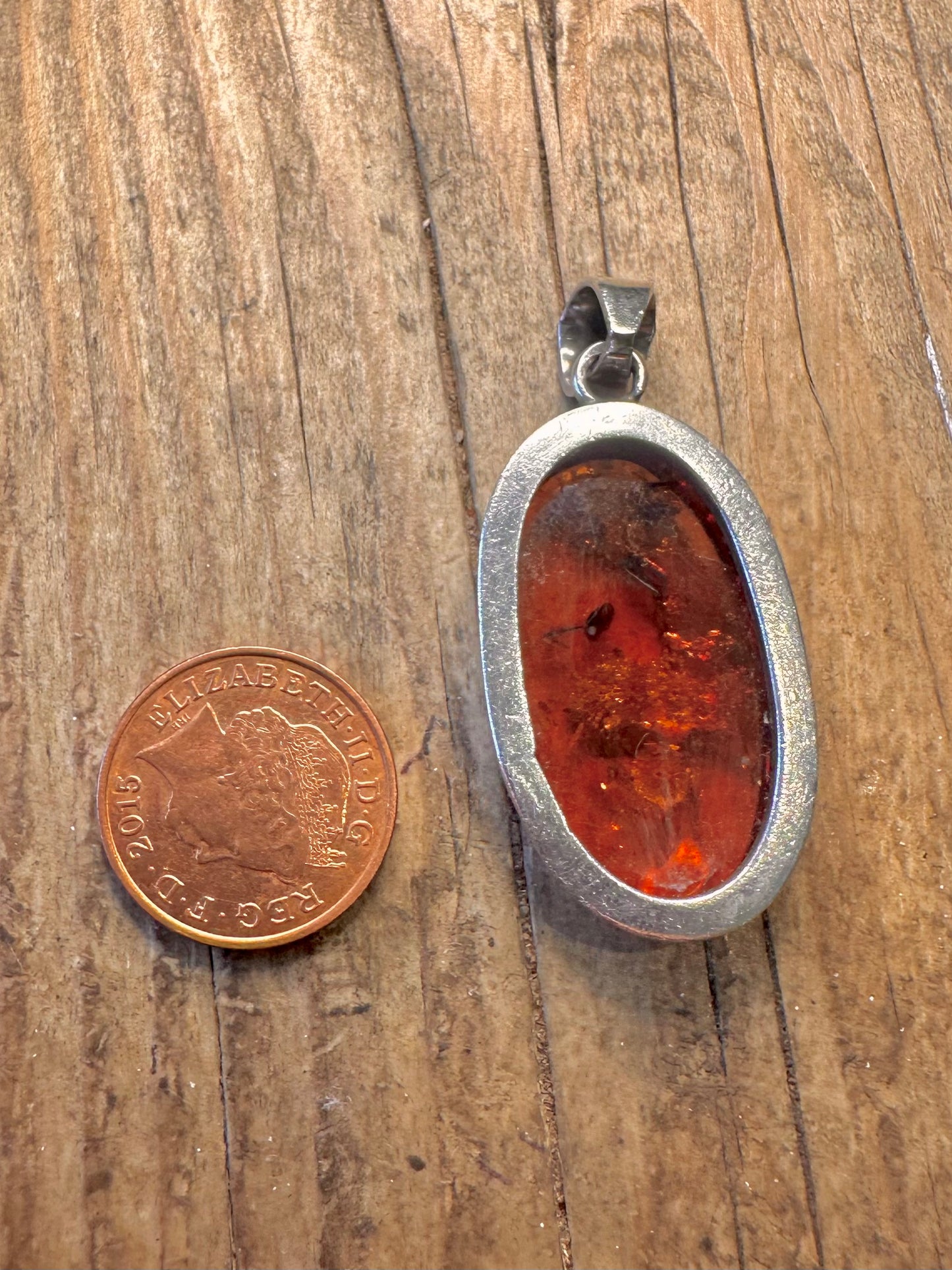 Amber Oval 925 Sterling Silver Pendant