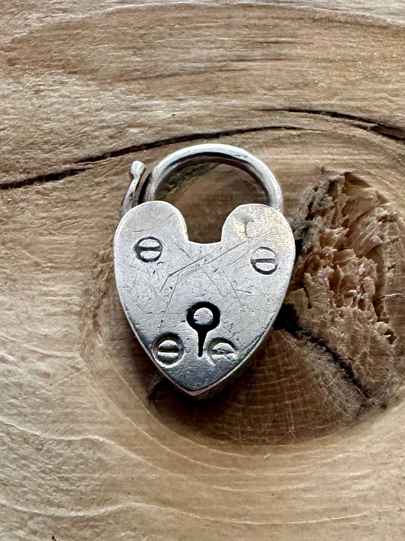 Vintage Heart Padlock 925 Silver Pendant