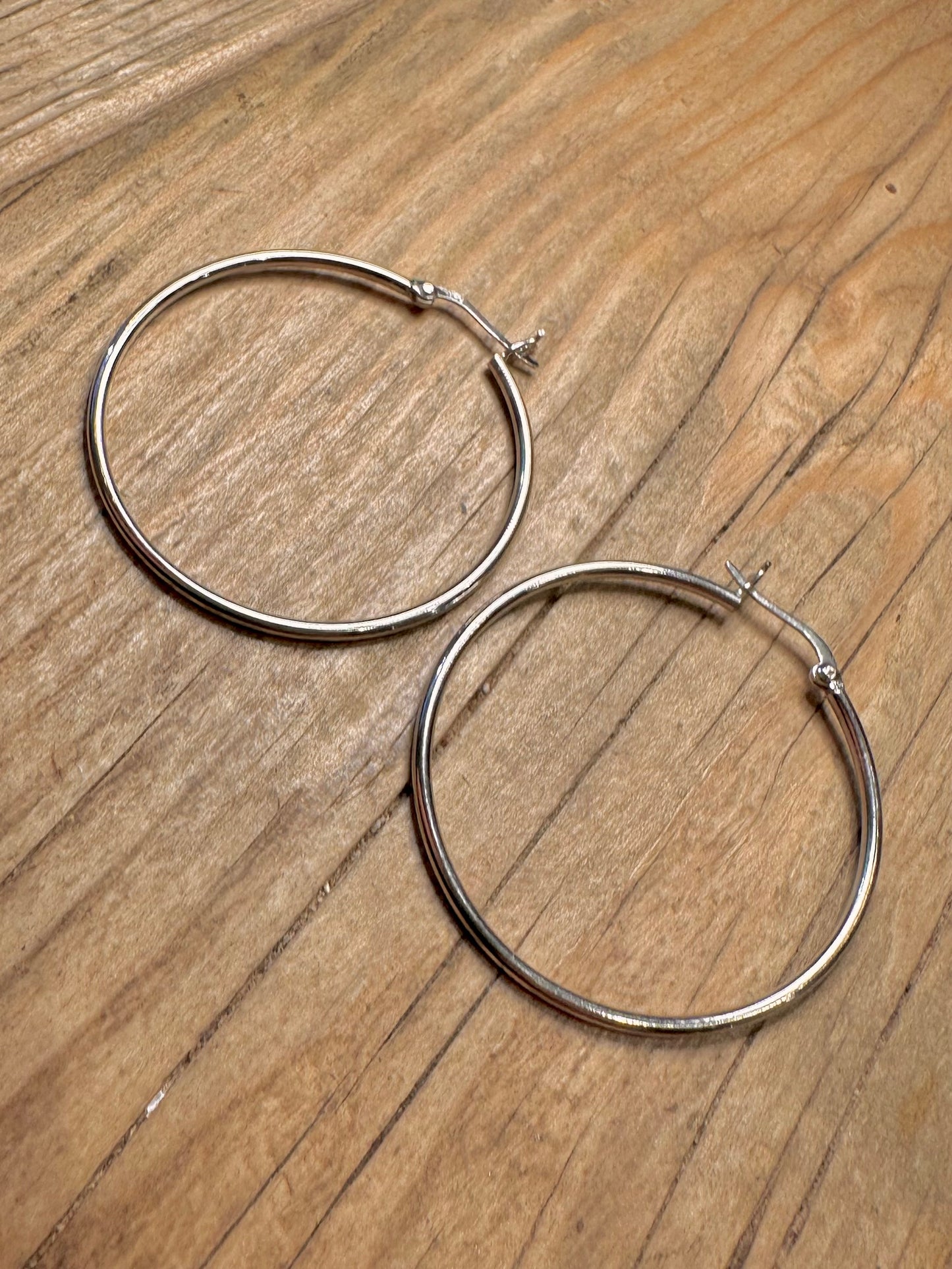 Vintage Large Hoops 925 Sterling Silver Earrings