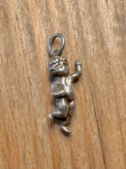 Vintage Cherub 925 Sterling Silver Charm Pendant