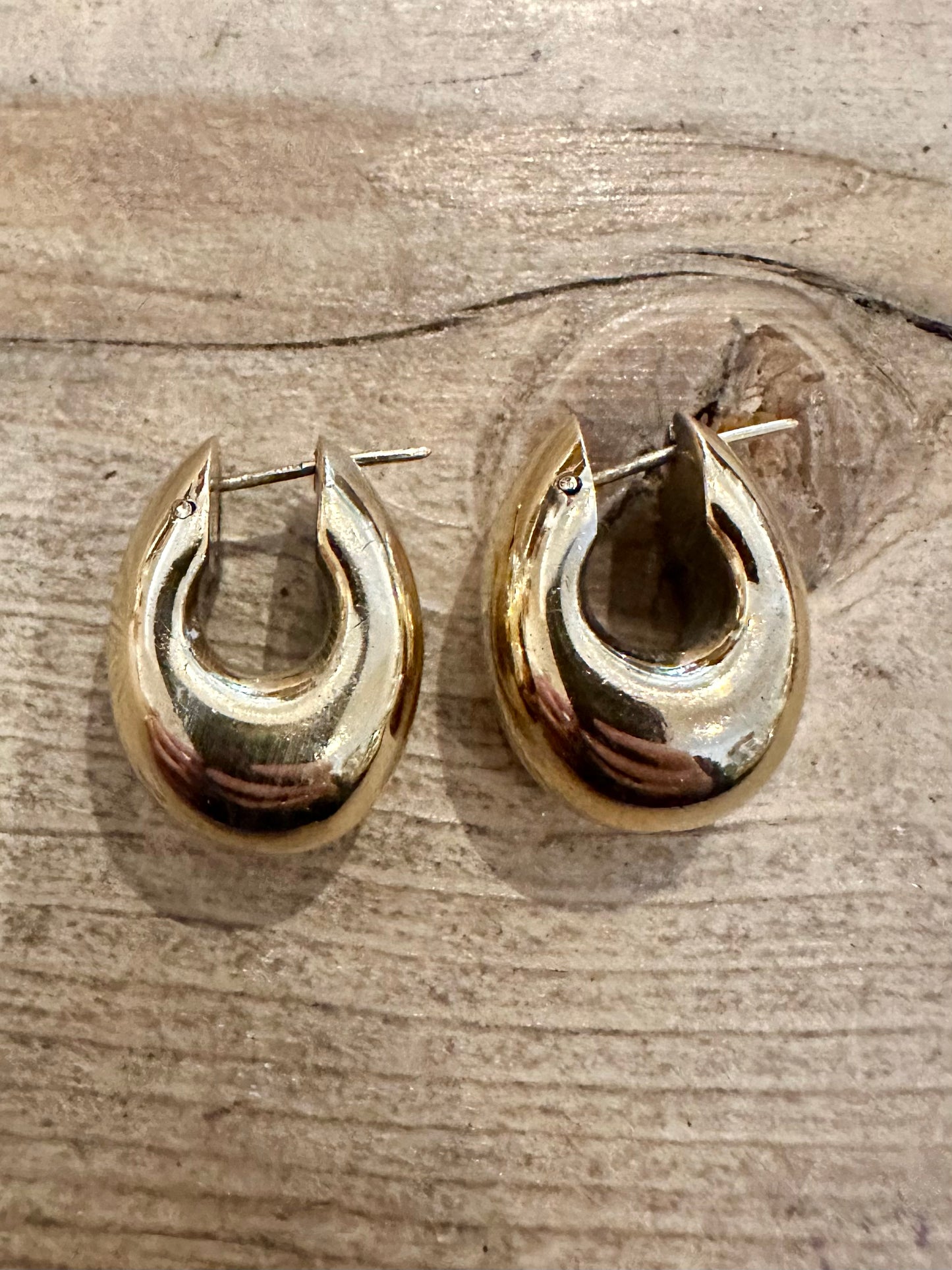 Abstract 1994 Chunky Gold on 925 Silver Earrings