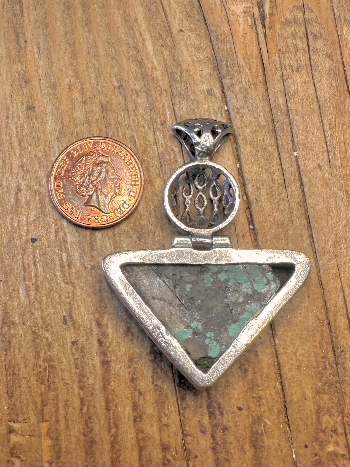 Turquoise Triangle Decorative 925 Sterling Silver Pendant