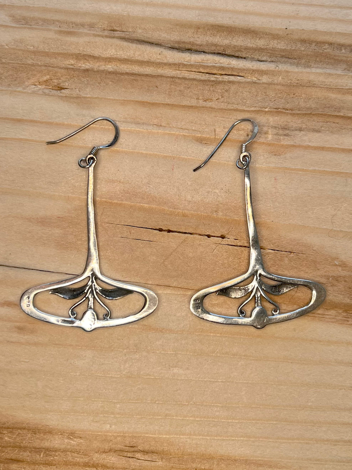 Art Nouveau Style Botanical Turquoise 925 Sterling Silver Drop Earrings