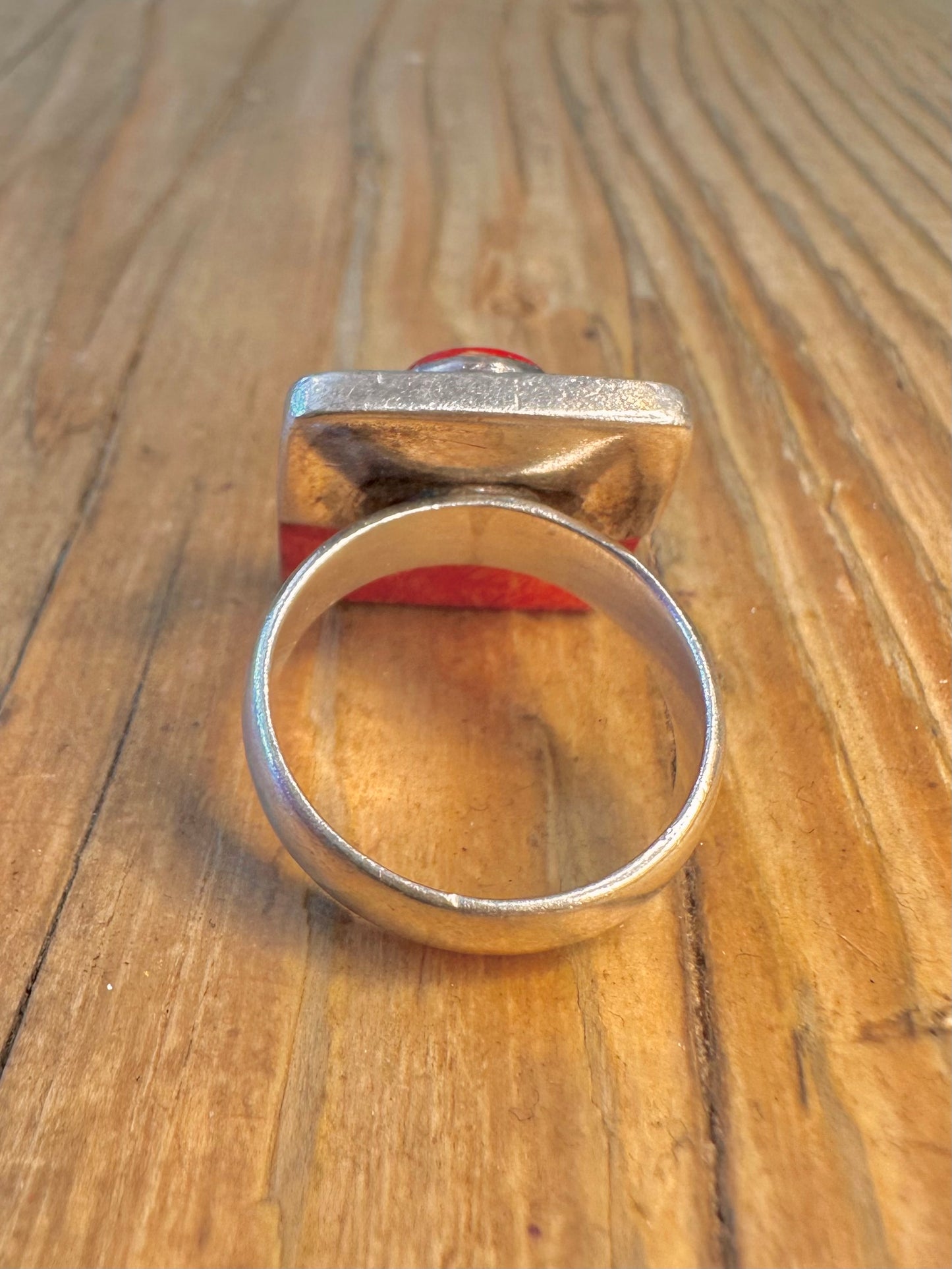 Abstract Coral Square 925 Sterling Silver Size N Ring