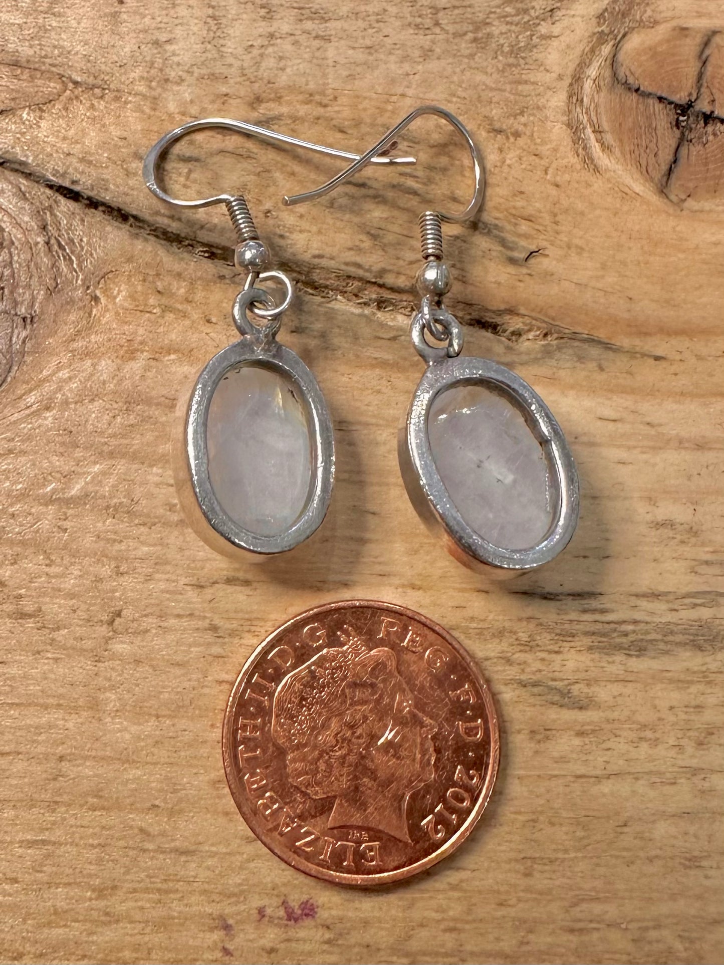 Vintage Moonstone Oval 925 Silver Earrings