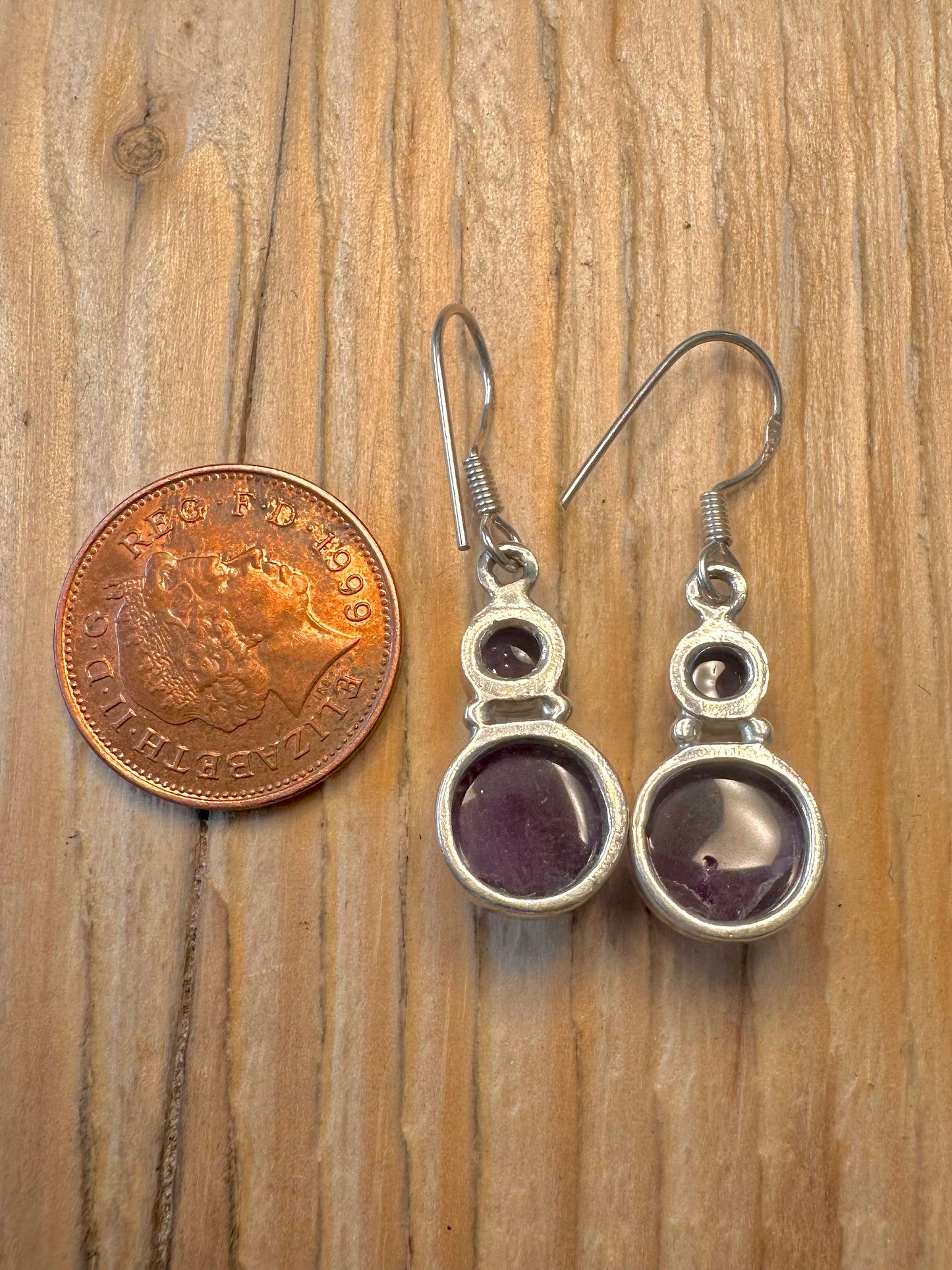Vintage Amethyst Dangle 925 Sterling Silver Earrings