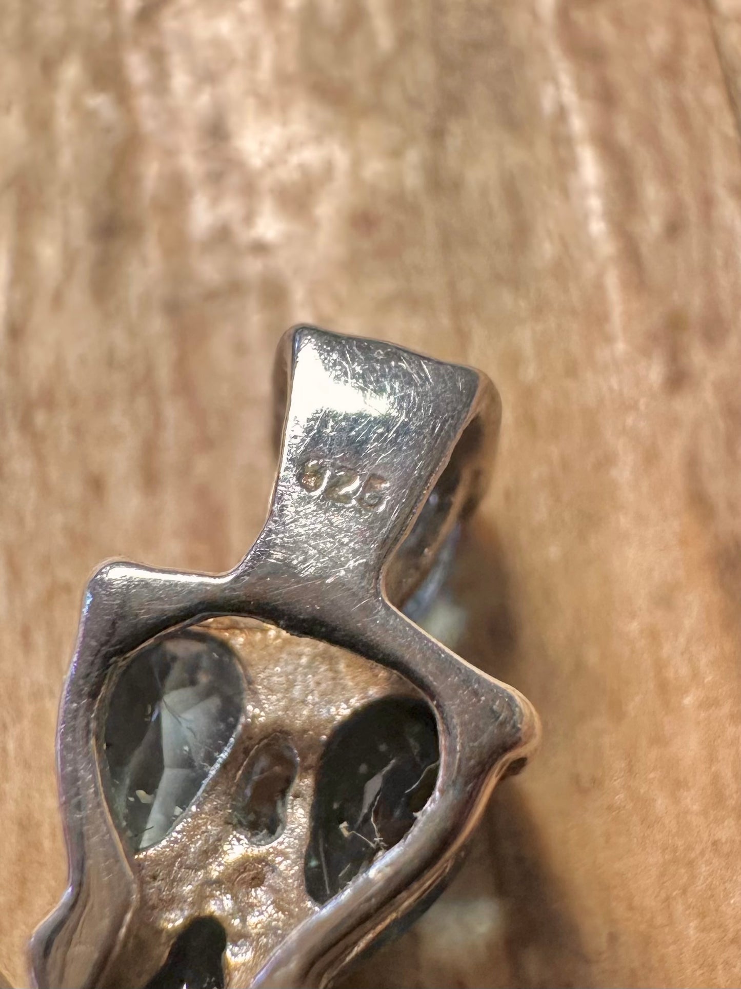Vintage Blautopas Kreuz 925 Sterling Silber Anhänger