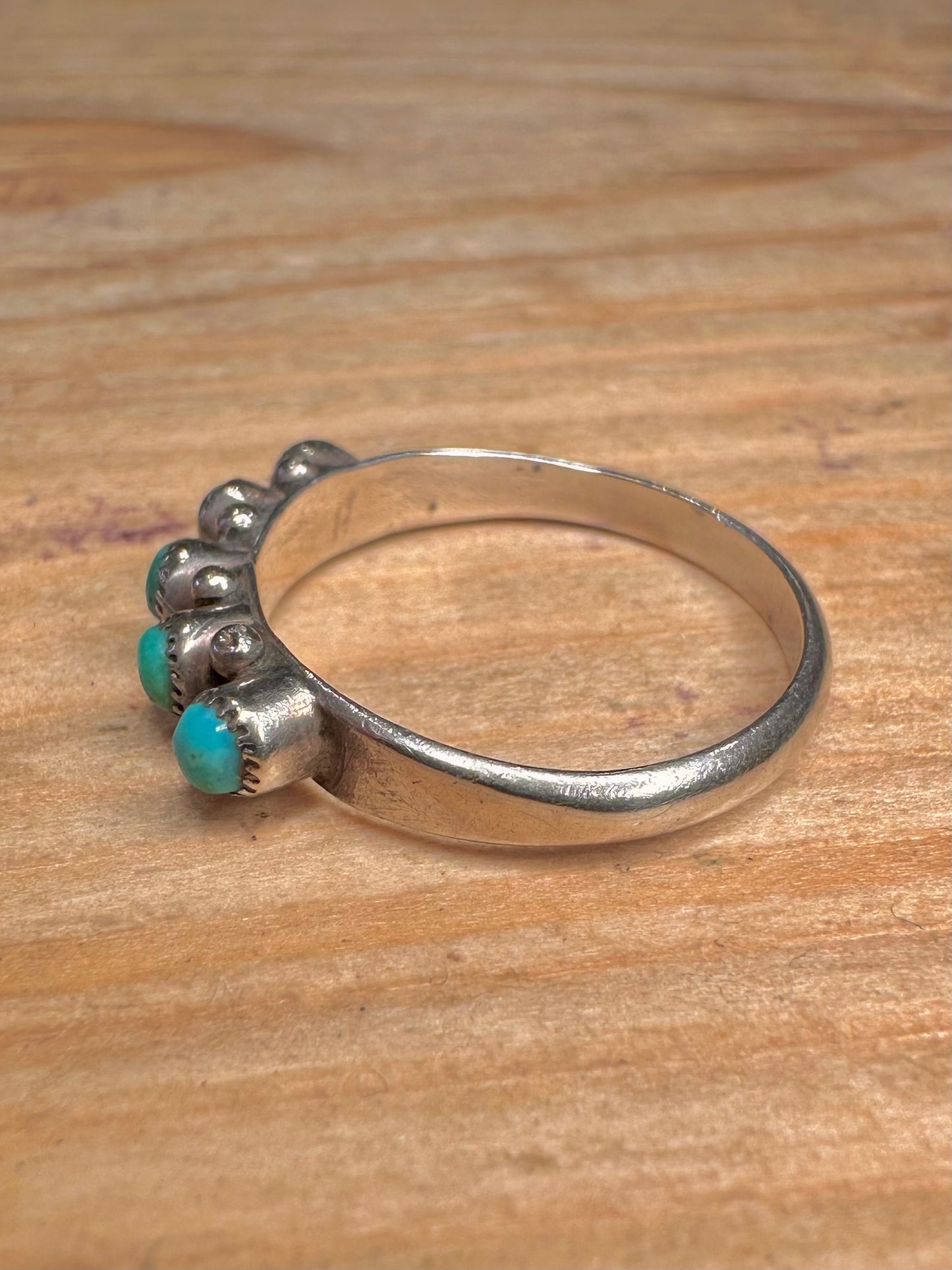 Vintage Turquoise Native American Style 925 Sterling Silver Size Q Ring
