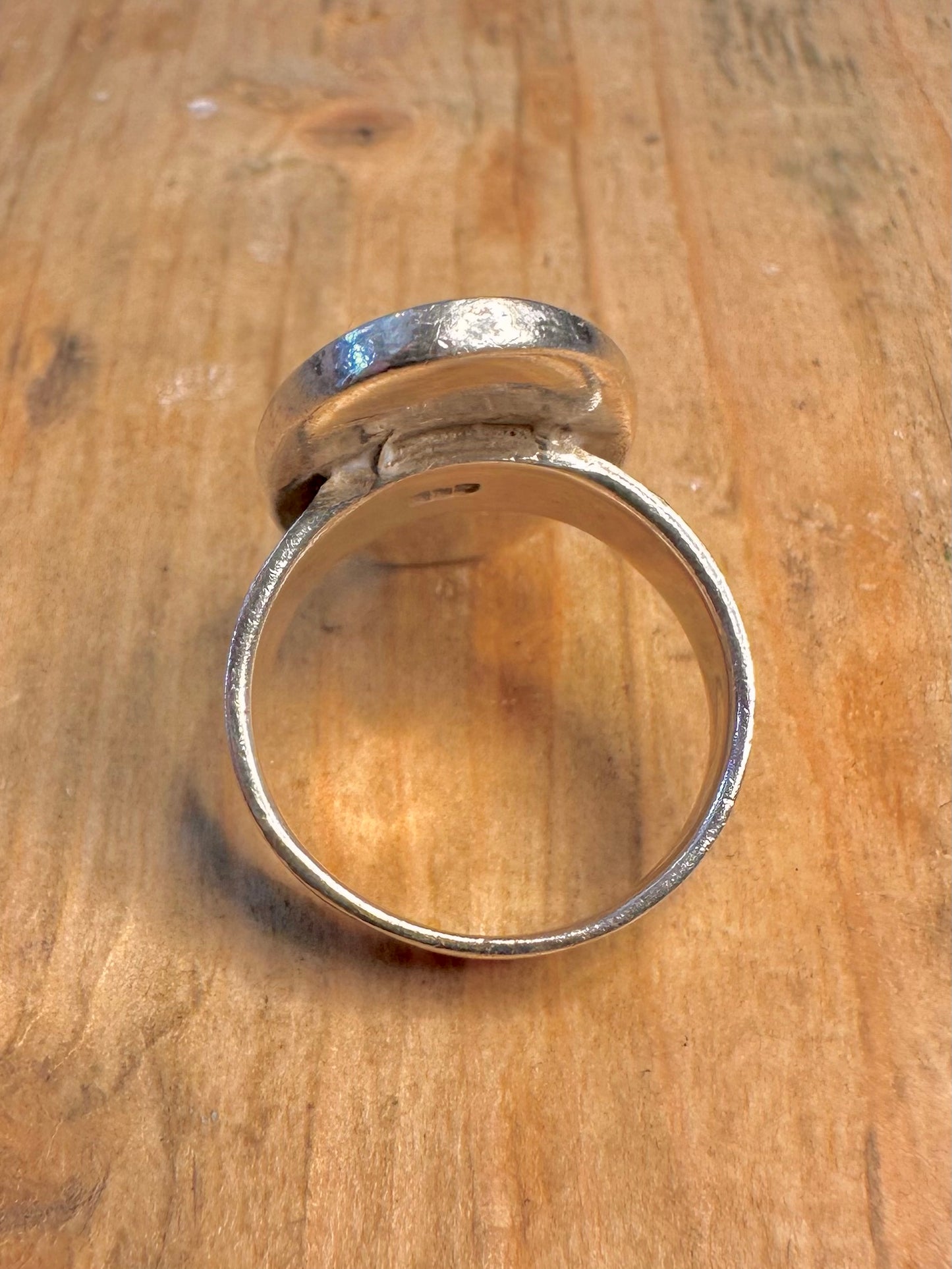 Howlite Mosiac Oval 925 Sterling Silver Size P Ring