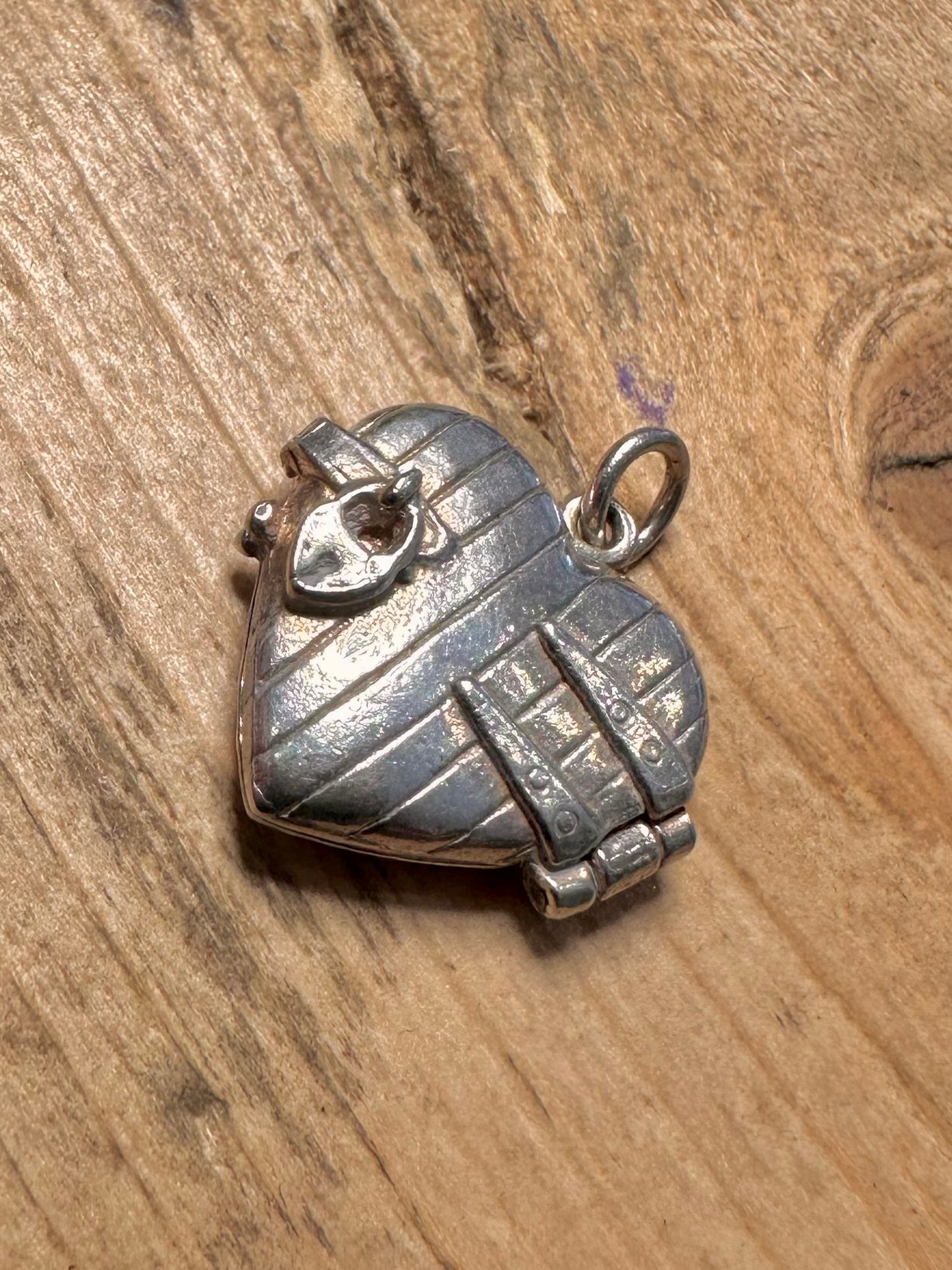 Vintage Heart Padlock Shaped Locket 925 Silver Pendant