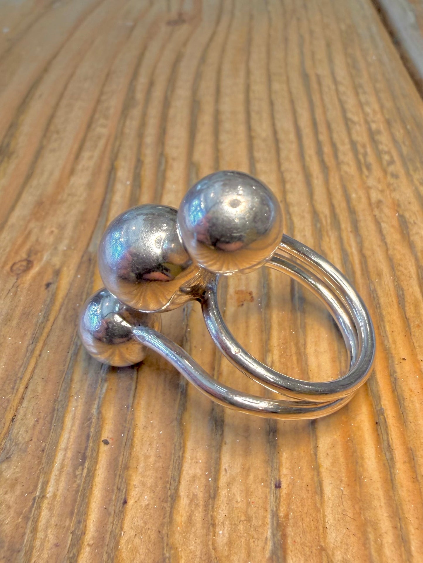 Modernist Multi Ball Wrap 925 Sterling Silver Size O Ring