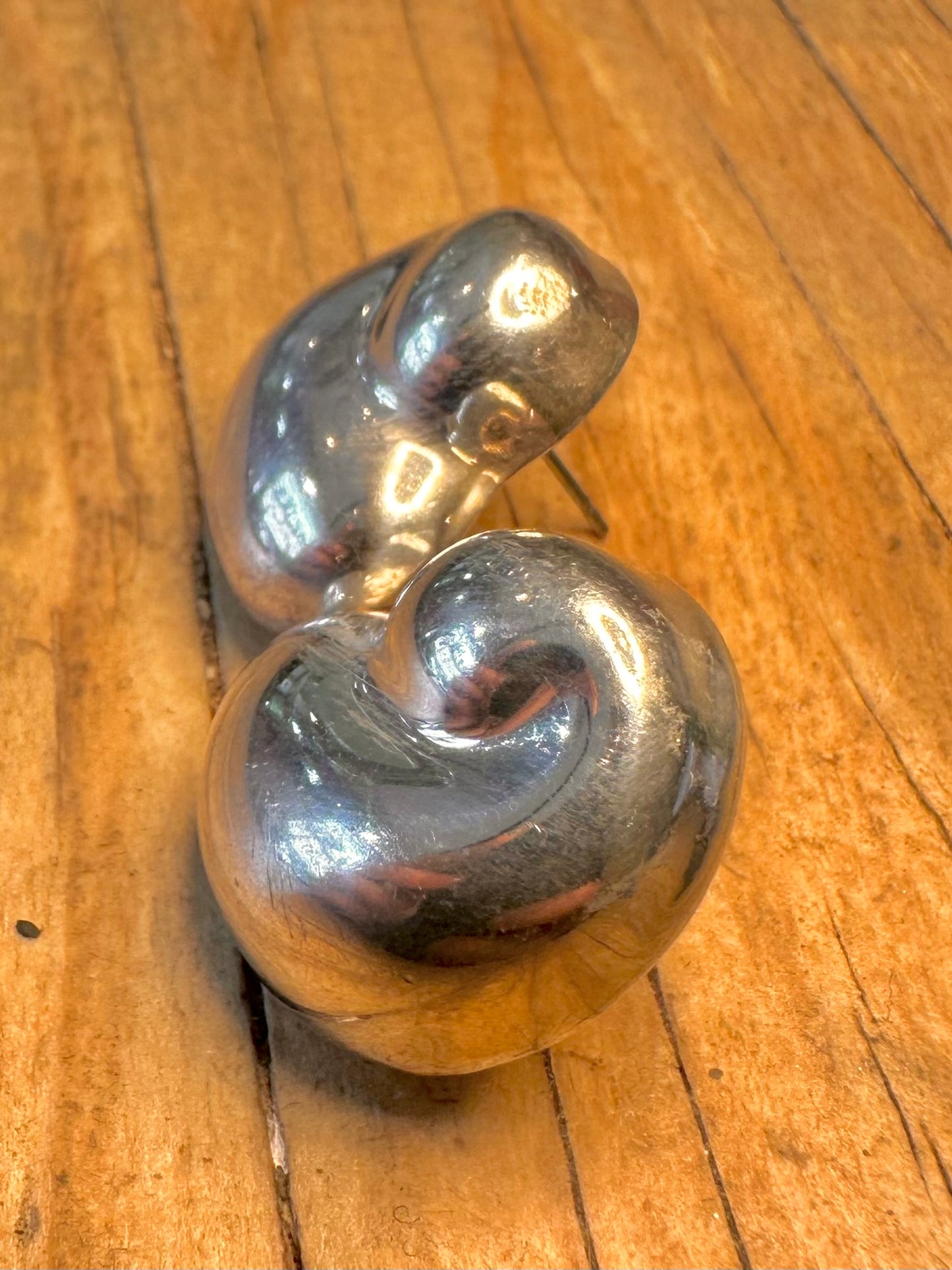 Moderne Mexiko-Puff-Spiralohrstecker aus 925er Sterlingsilber