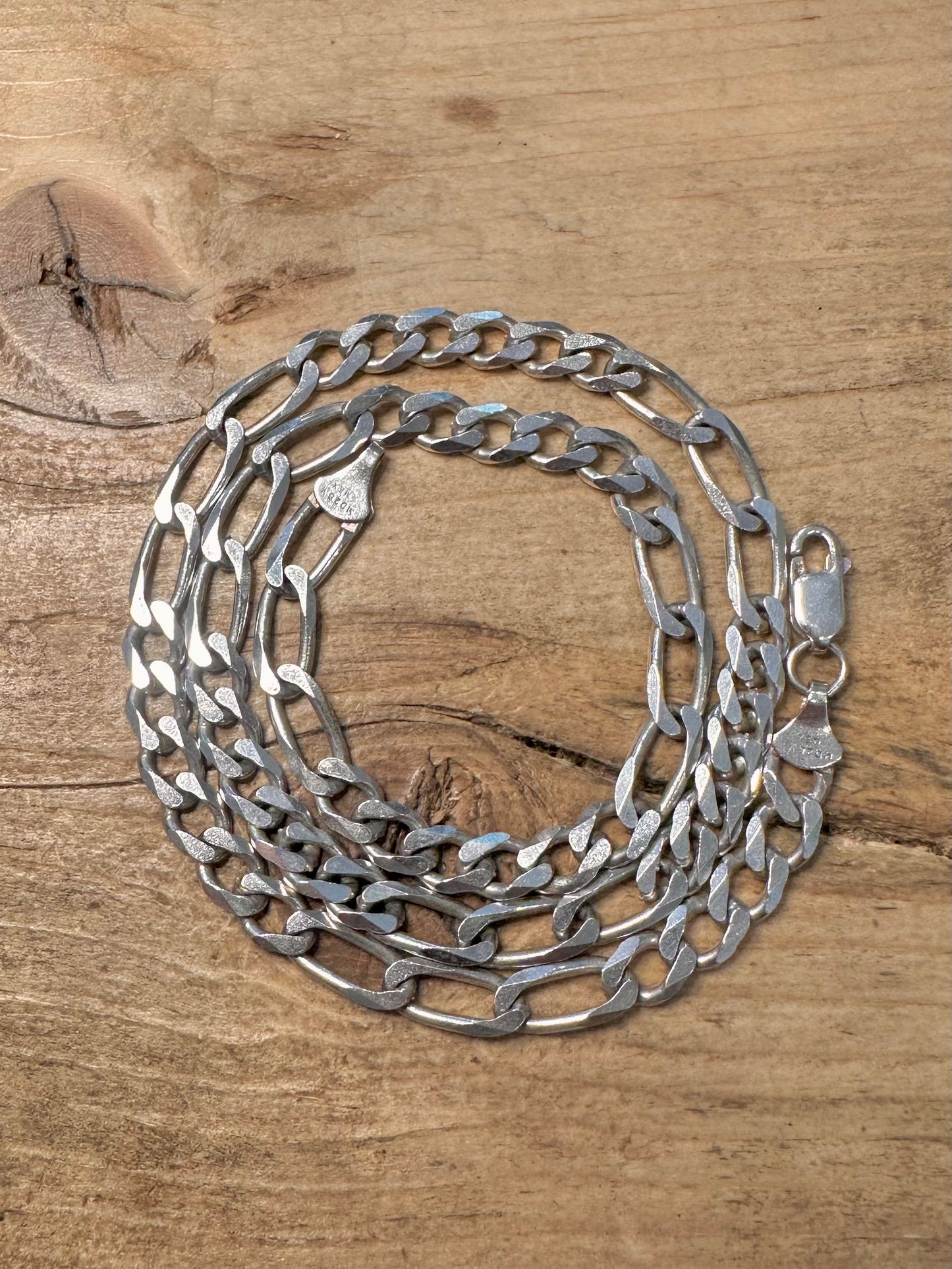 Vintage Figaro Chain 925 Silver 17.5 inch Necklace