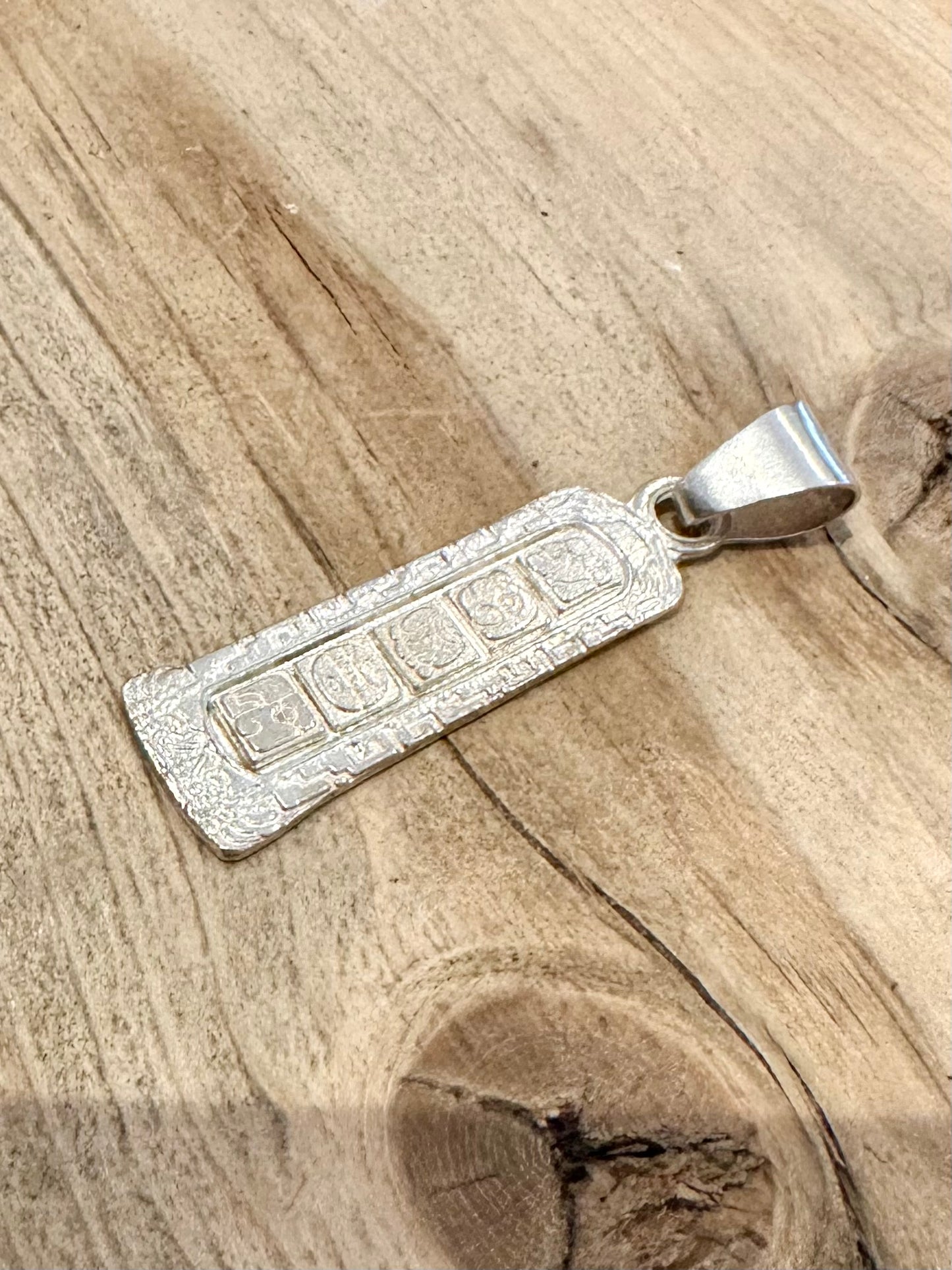 Vintage Cartouche Inca 925 Silver Mexico Pendant