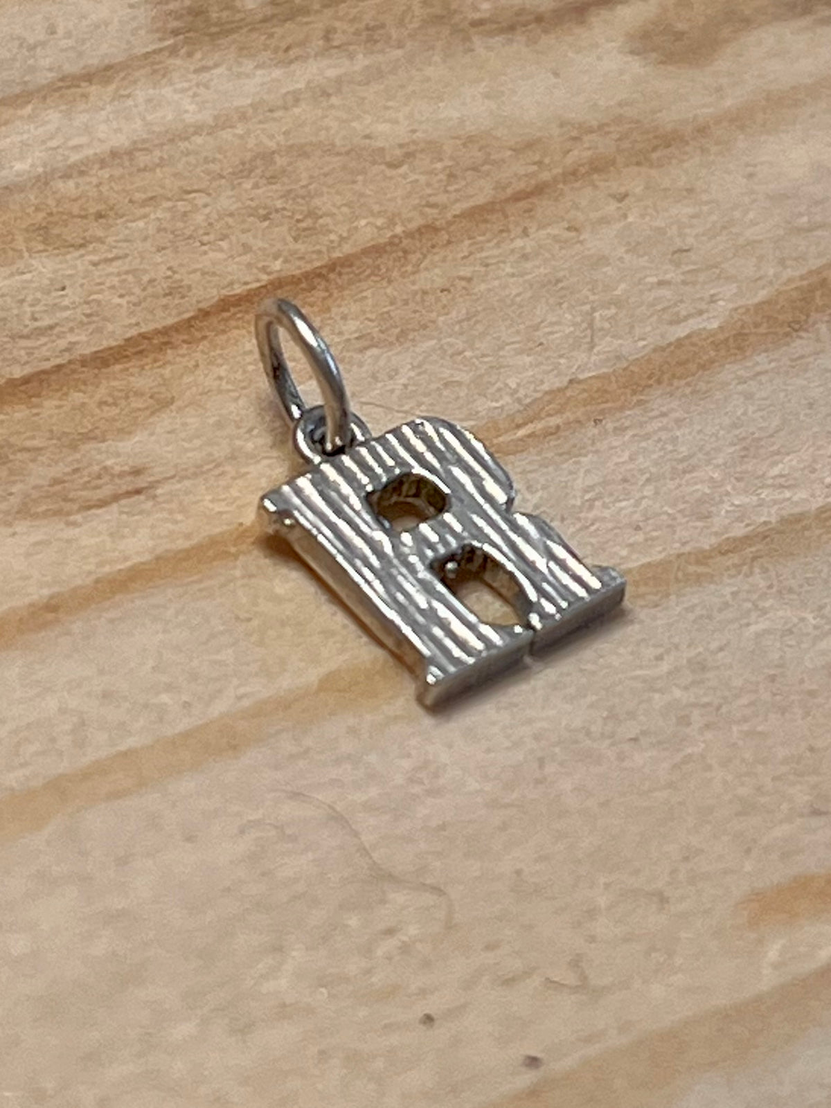Small Textured R Shaped 925 Sterling Silver Pendant
