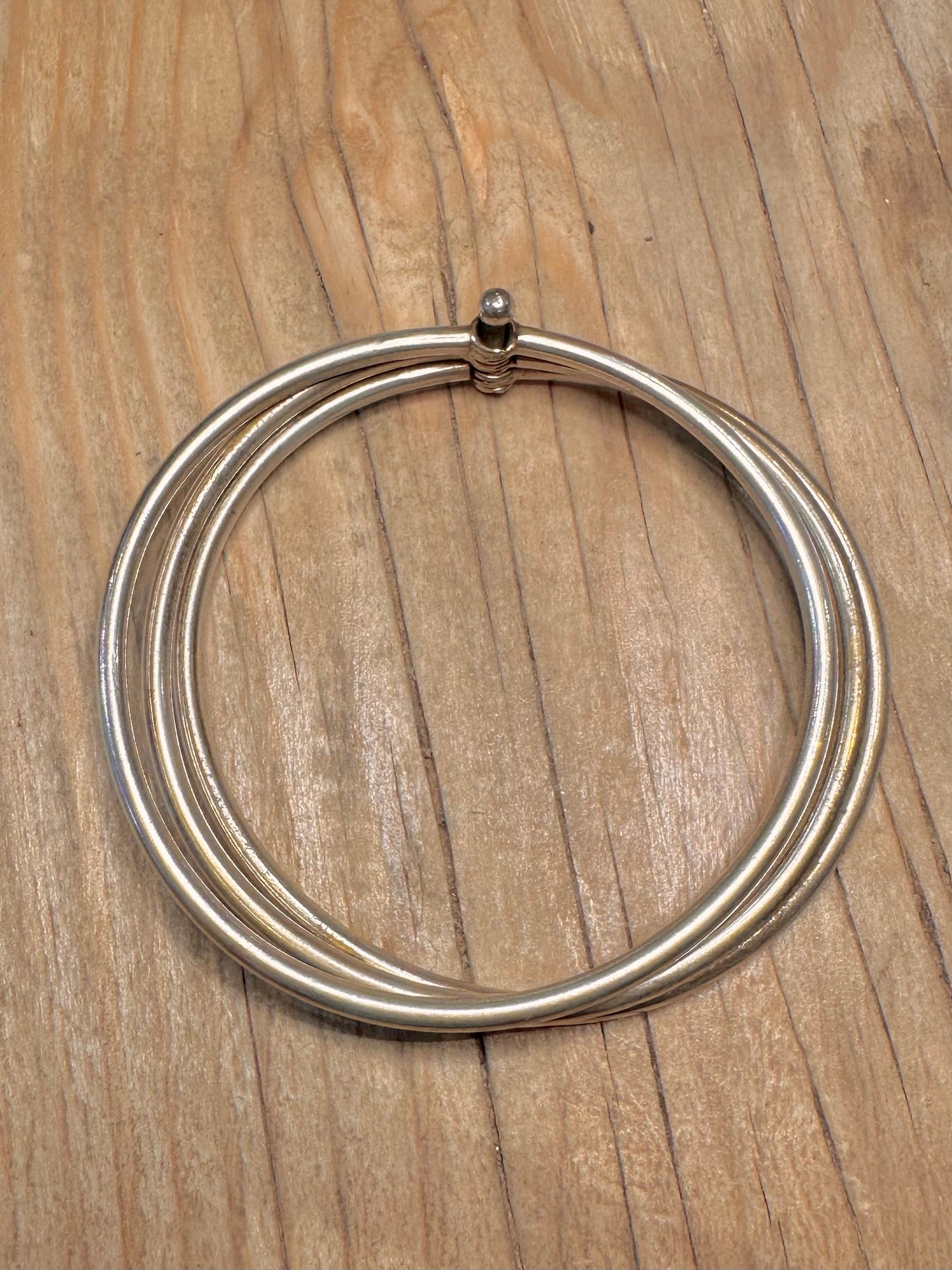 Vintage Three Connected 925 Sterling Silver Bangle