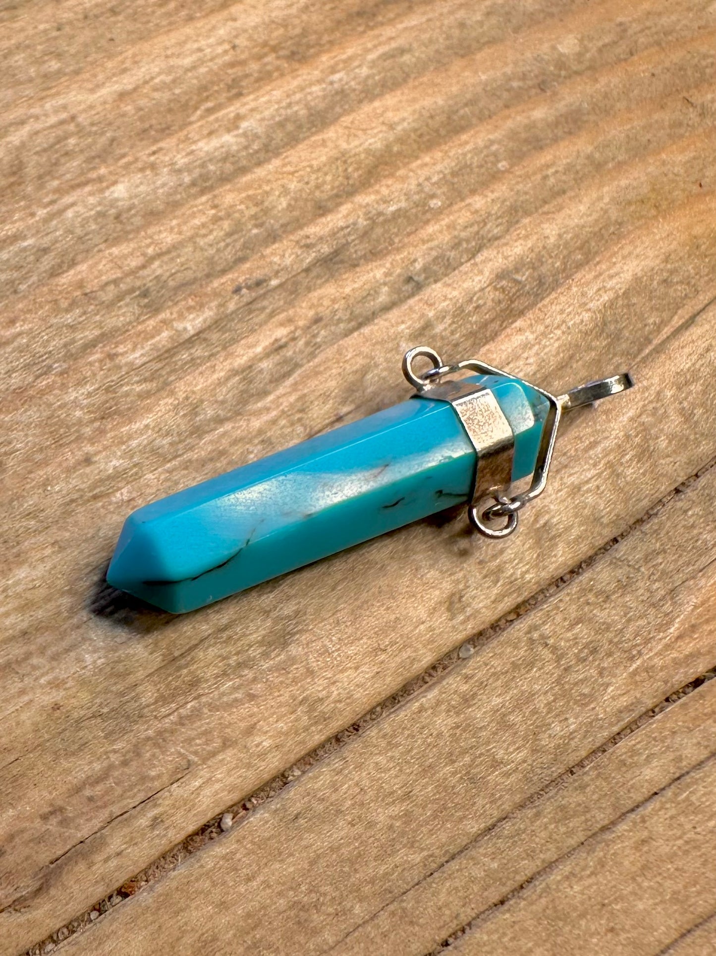 Vintage Howlite Point 925 Sterling Silver Pendant