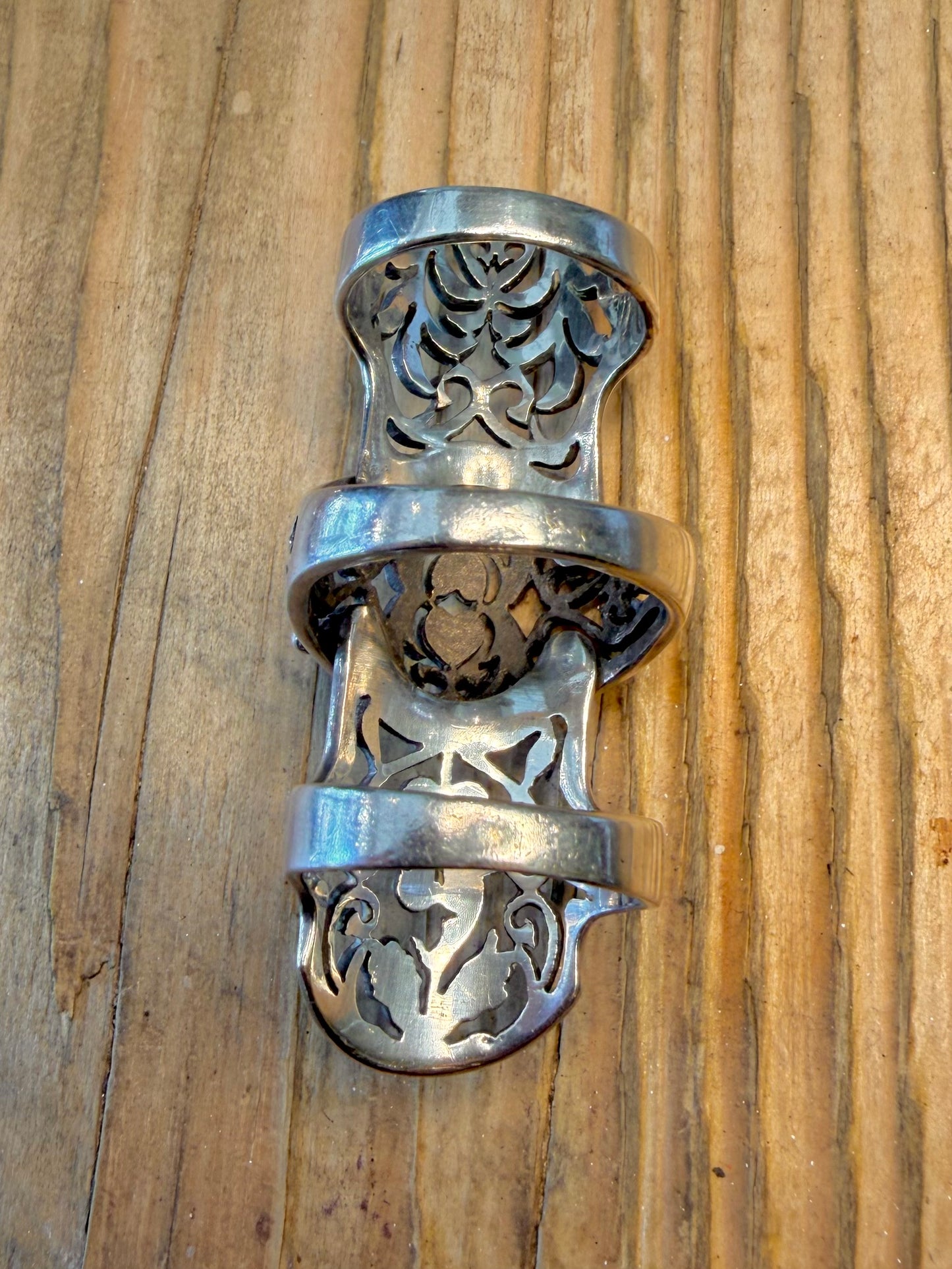 Floral Armour Full Finger Articulated 925 Sterling Silver Size N Q T Ring