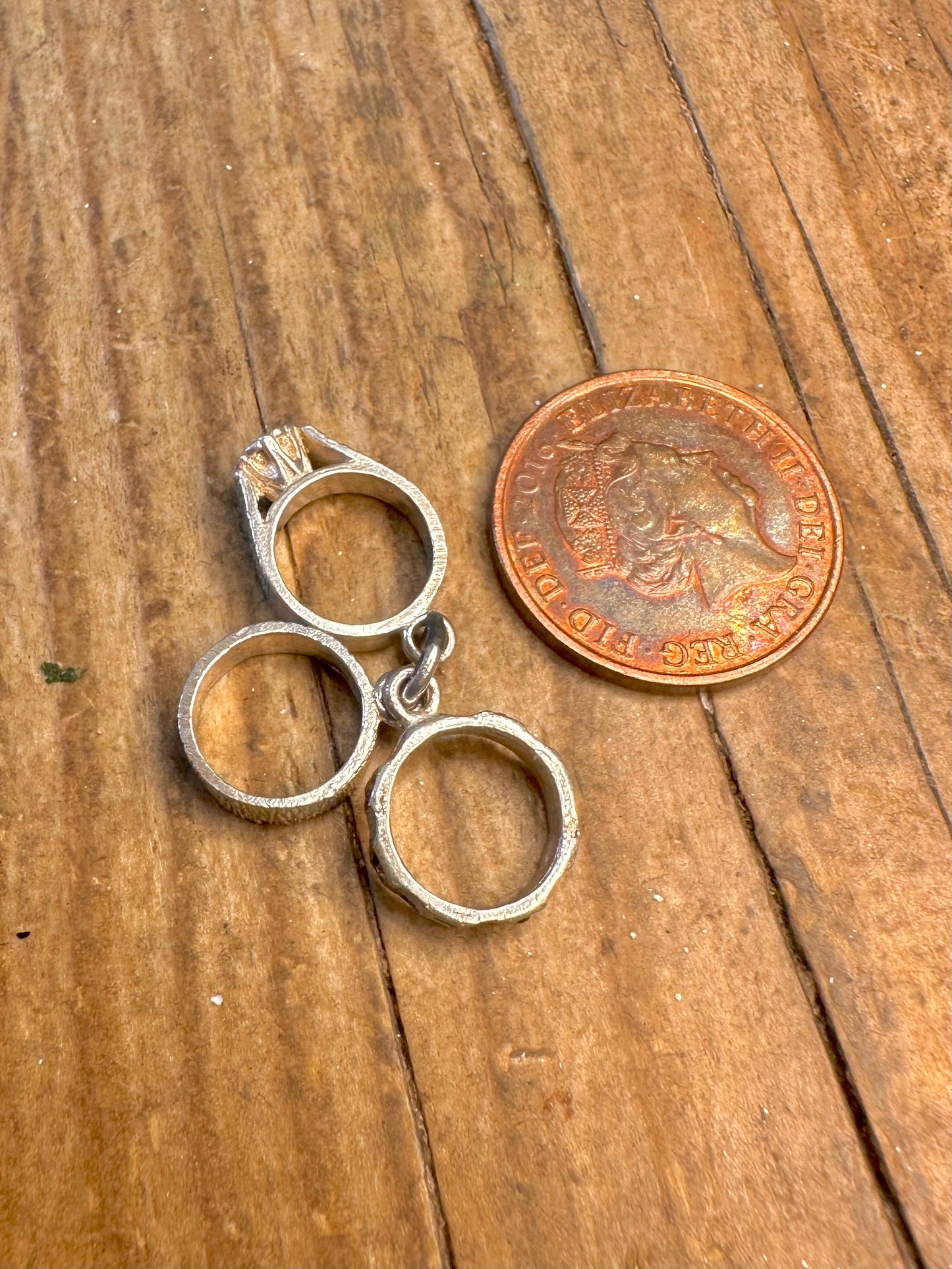 Trio-Ringe Charms 925 Sterling Silber Anhänger