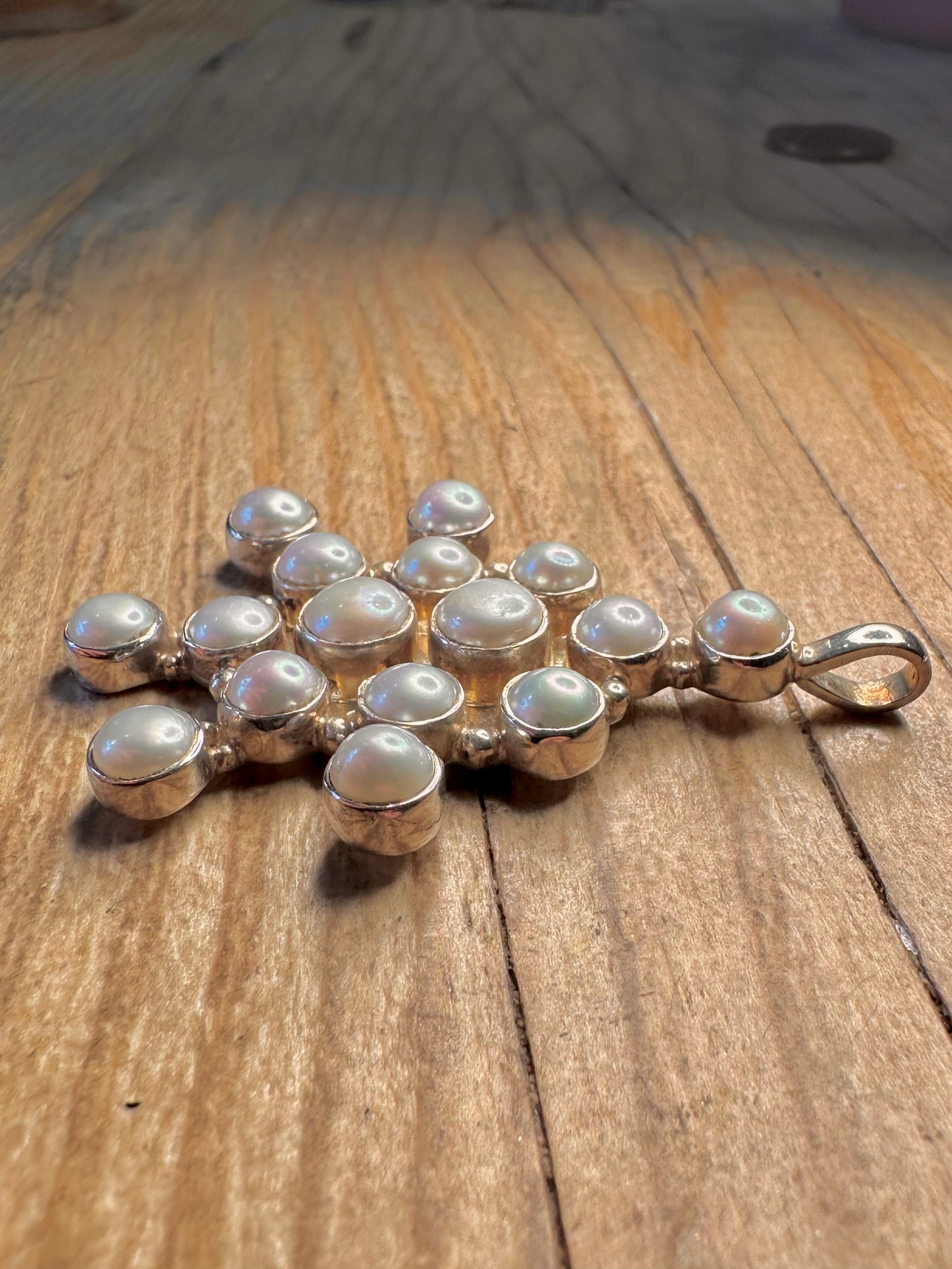 Vintage Pearl Cluster 925 Sterling Silver Pendant