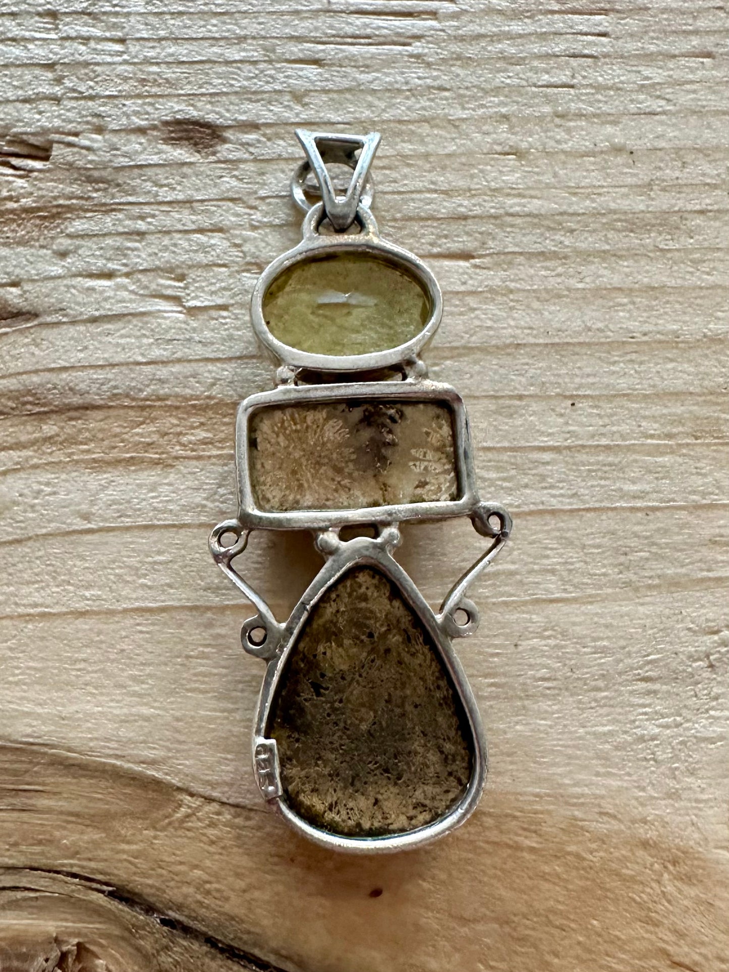 Vintage Agate and Citrine 925 Silver Pendant