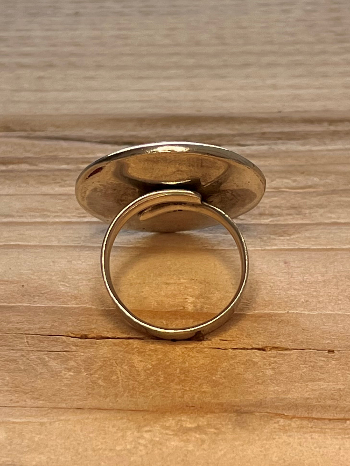 Circular Coral 925 Sterling Silver Size Q Adjustable Ring