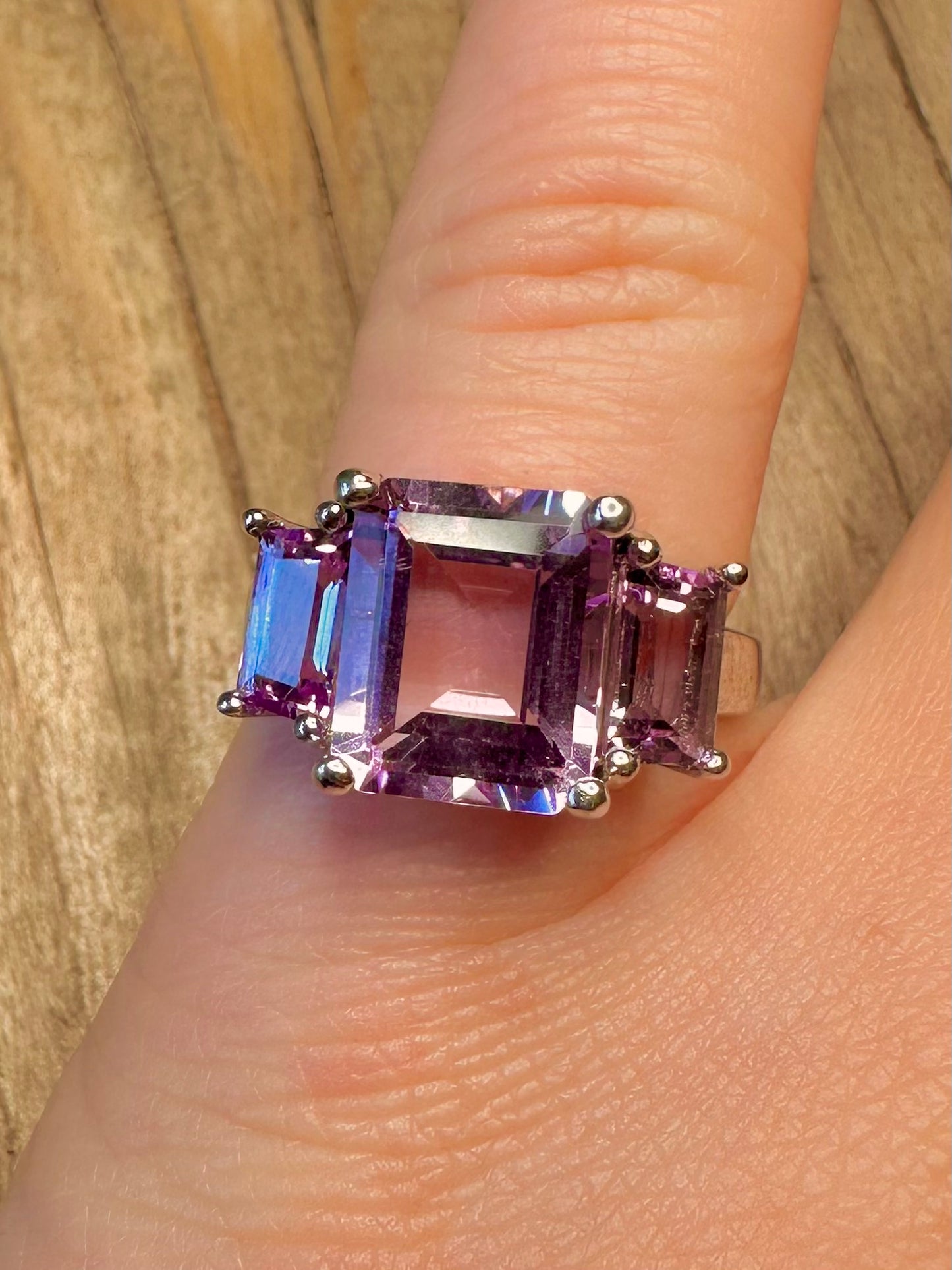 Vintage Amethyst 925 Sterling Silver Size N Ring