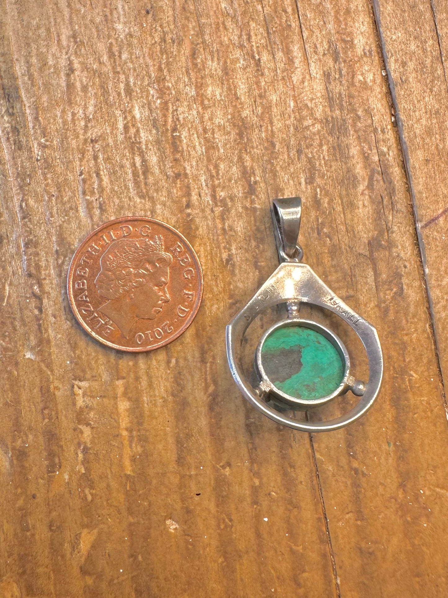 Abstract Chrysocolla 925 Sterling Silver Pendant