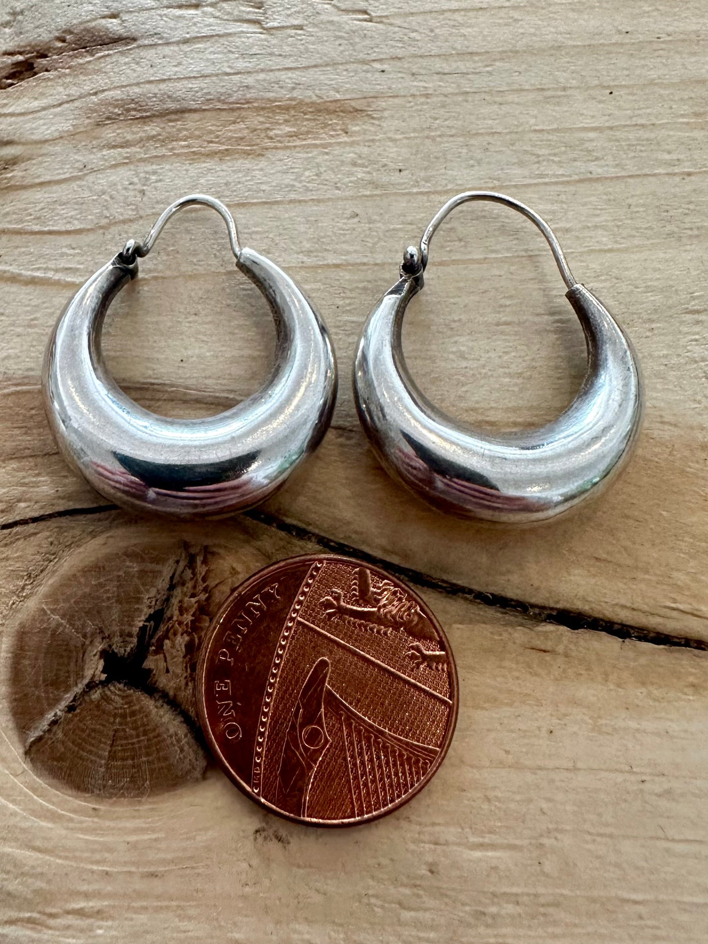 Vintage Chunky Hoops 925 Silver Earrings