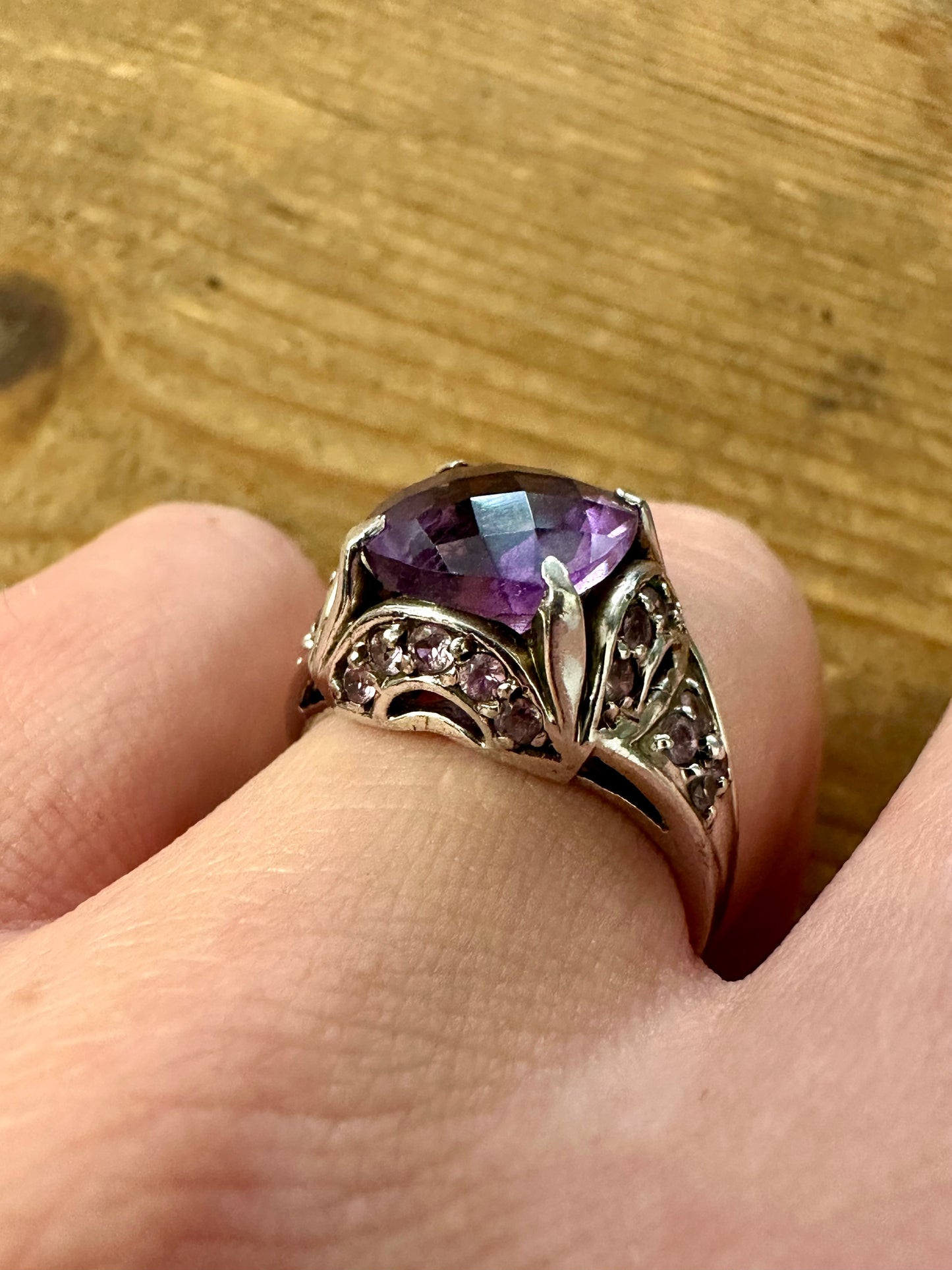 Modern Purple Stone 925 Silver Size P Ring