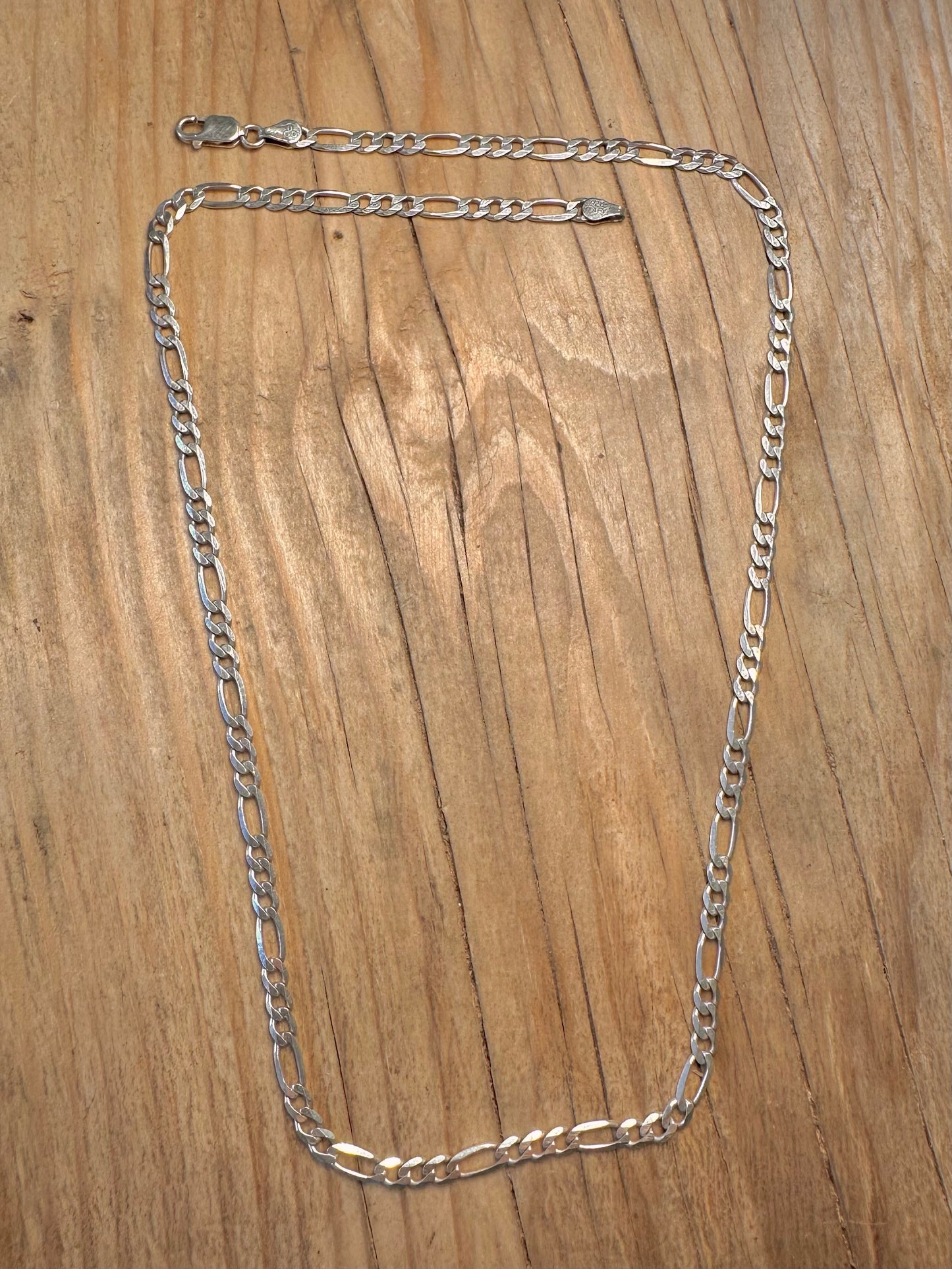 Vintage Figaro Italy Chain 925 Sterling Silver Hallmarked 20 inch Necklace