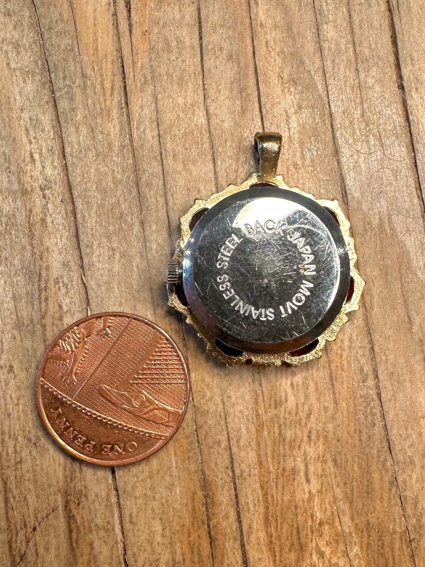 Vintage Garnet Quarts Clock Costume Pendant