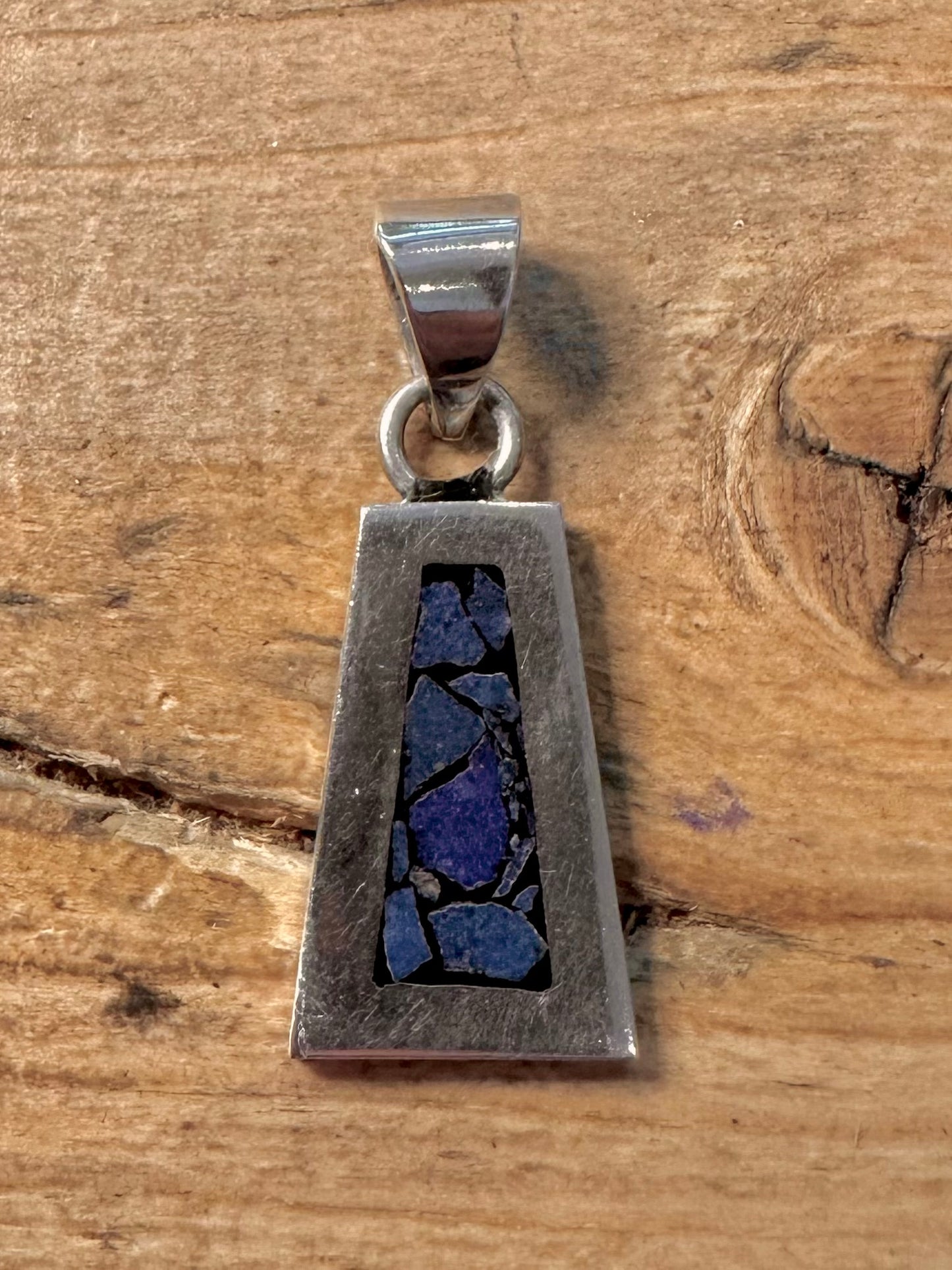 Vintage Lapis Inlay Mexico 925 Silver Pendant