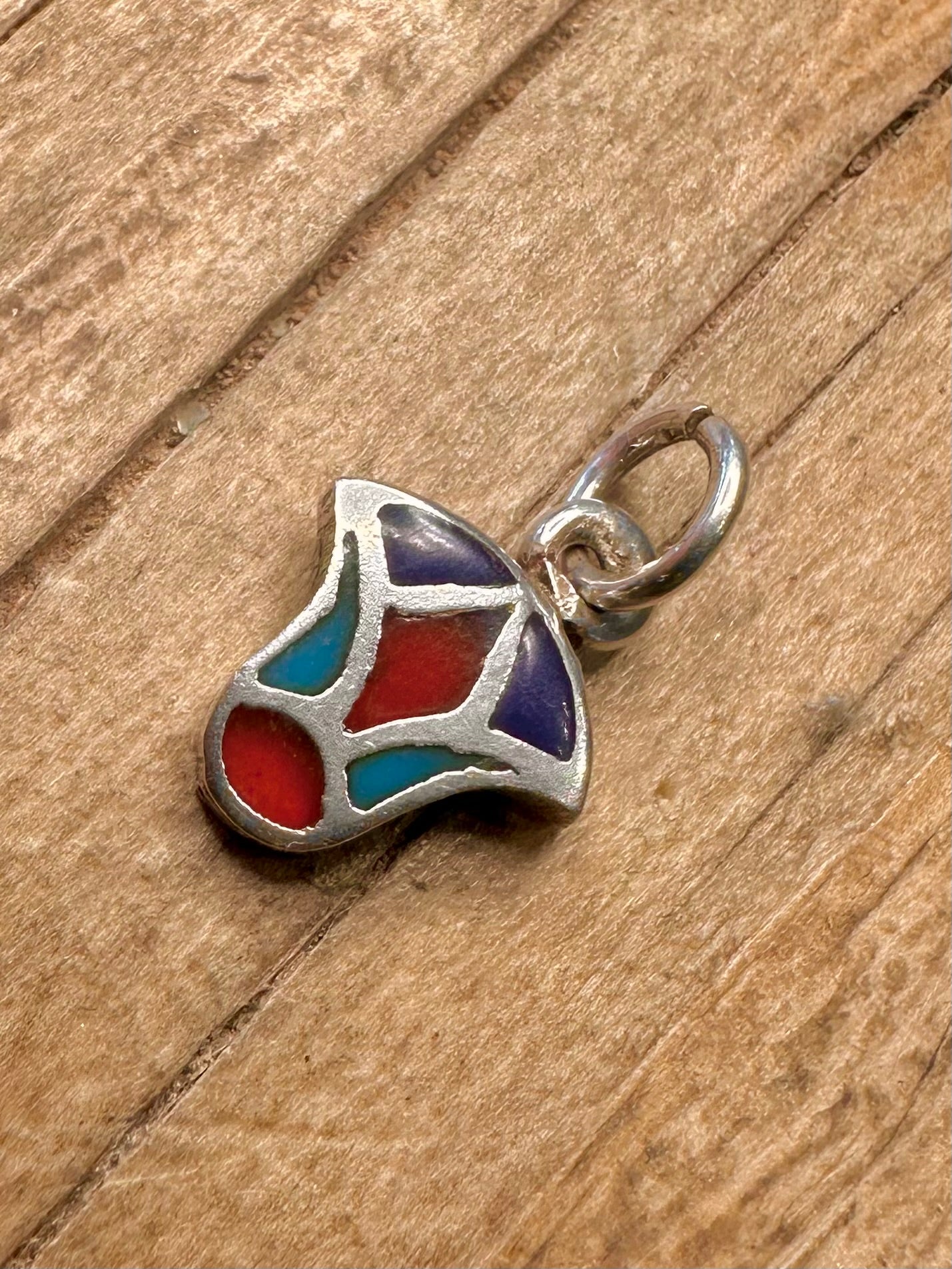 Vintage Ägyptischer Emaille-Lotusblumen-Anhänger aus 925er Sterlingsilber