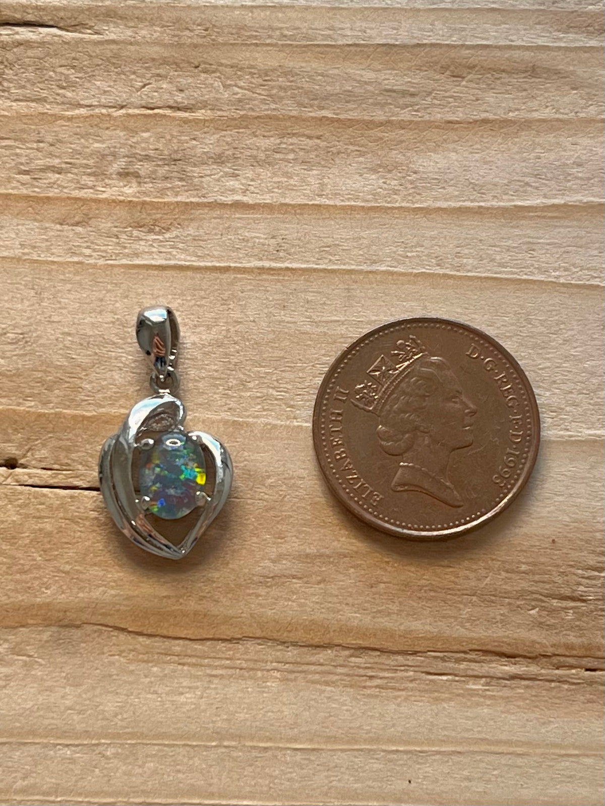 Abstract Heart Black Opal 925 Sterling Silver Pendant