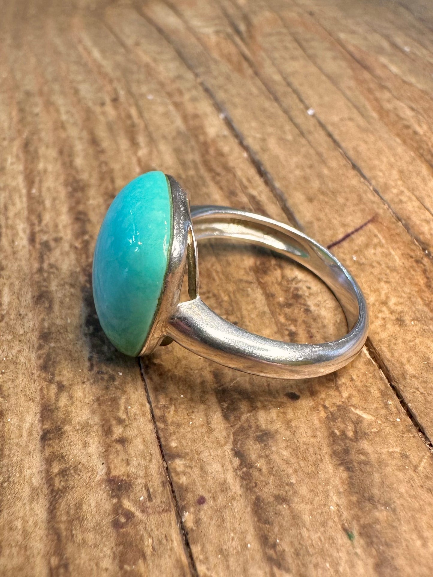 Turquoise Cushion Cut 925 Sterling Silver Size P Ring