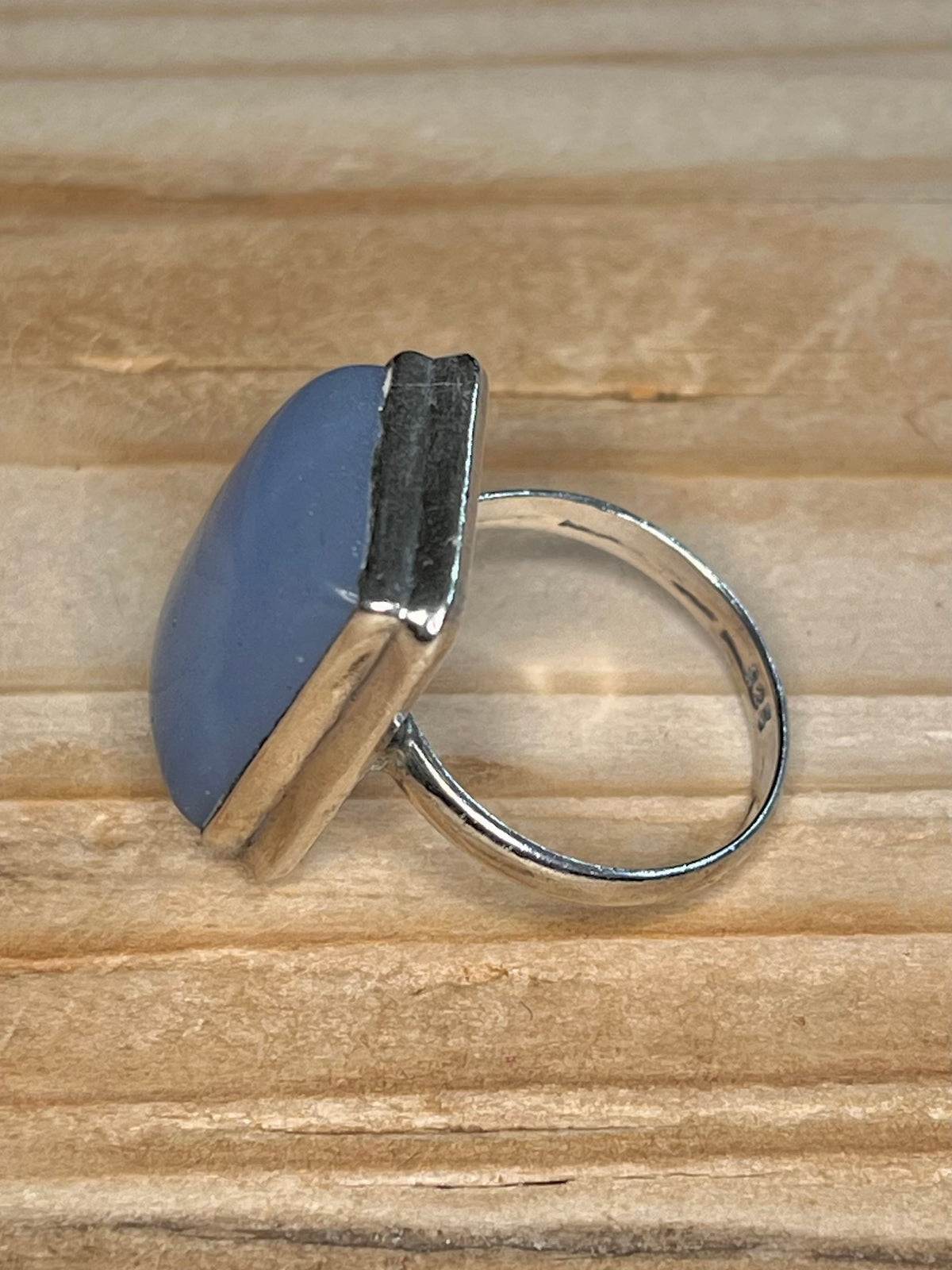 Rectangular Chalcedony 925 Sterling Silver Size Q1/2 Ring