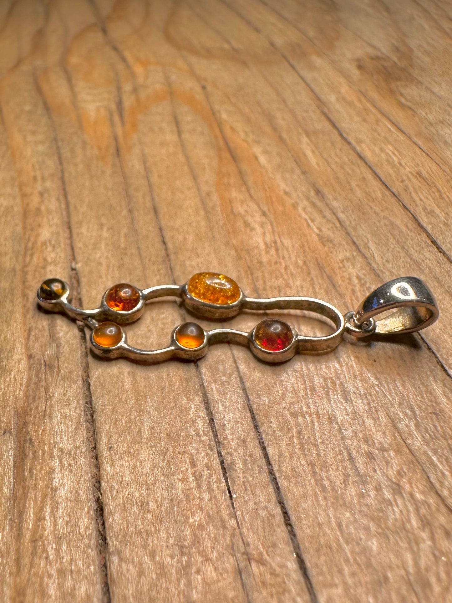 Abstract Amber 925 Sterling Silver Pendant